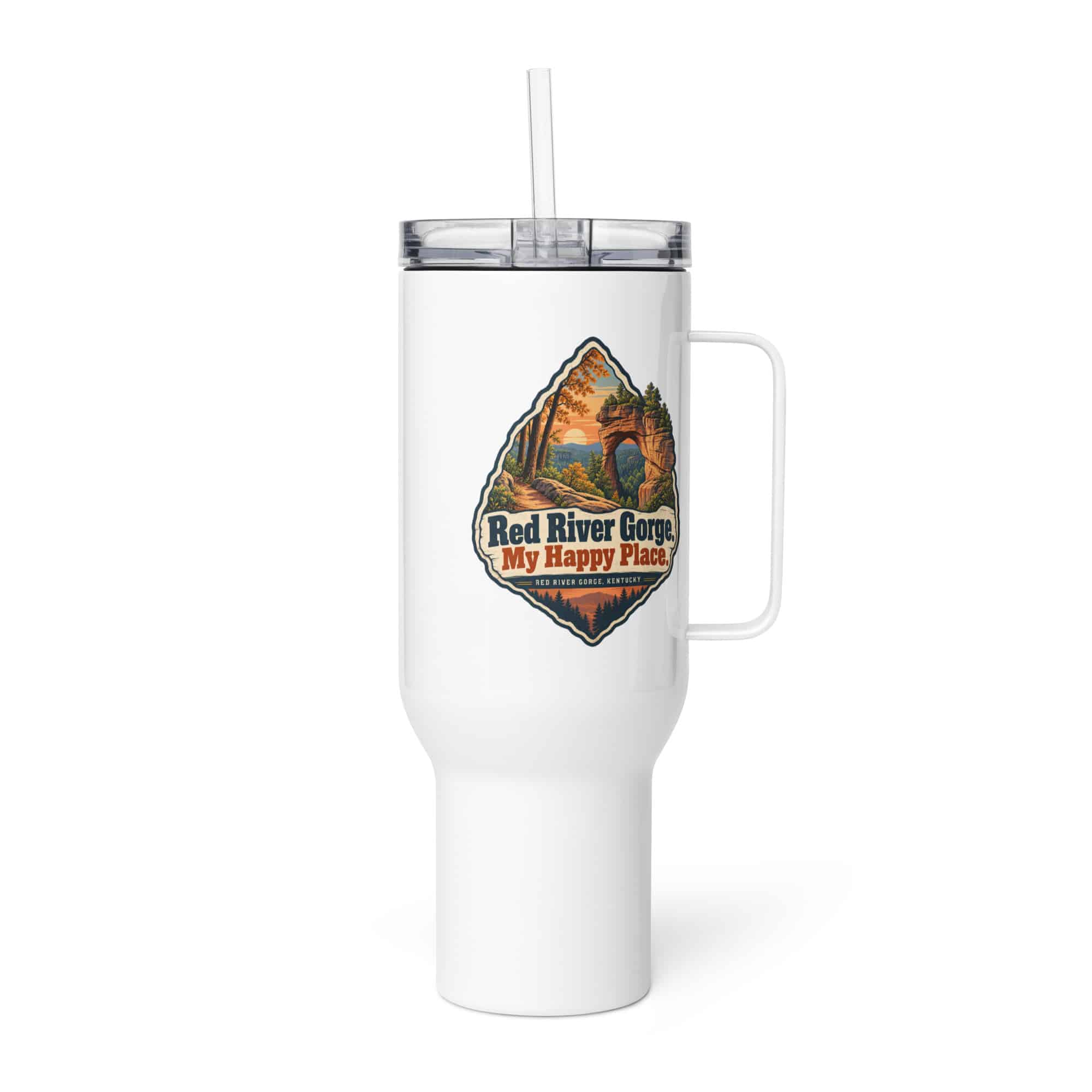 Red River Gorge Travel Mug: Red River Gorge. My Happy Place, Scenic Shield Badge