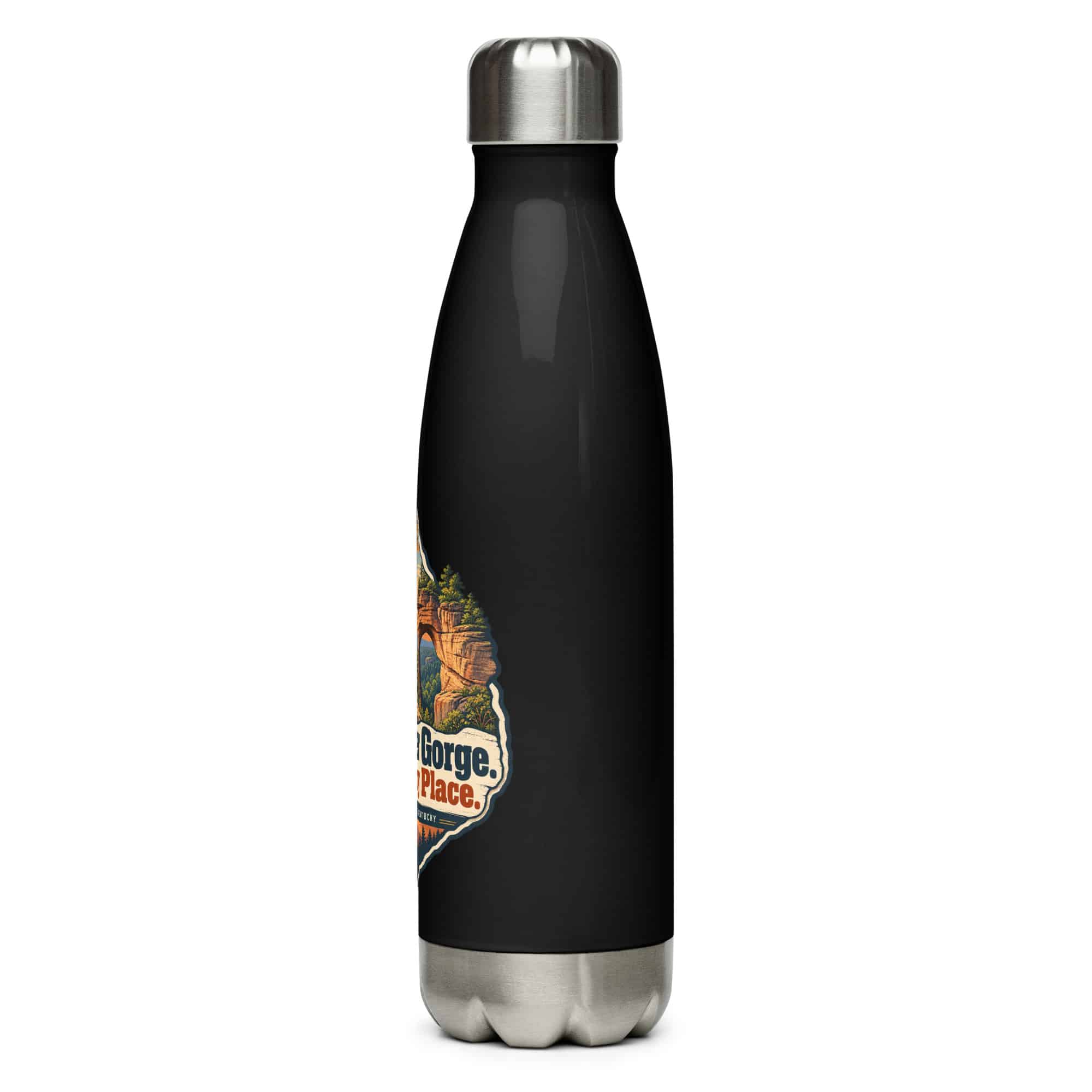 Red River Gorge Stainless Steel Water Bottle: Red River Gorge. My Happy Place, Scenic Shield Badge