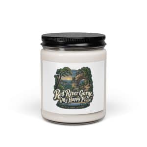 Red River Gorge Soy Wax Candle: Red River Gorge. My Happy Place, Woodland Scenic Lettering - 9oz - Main