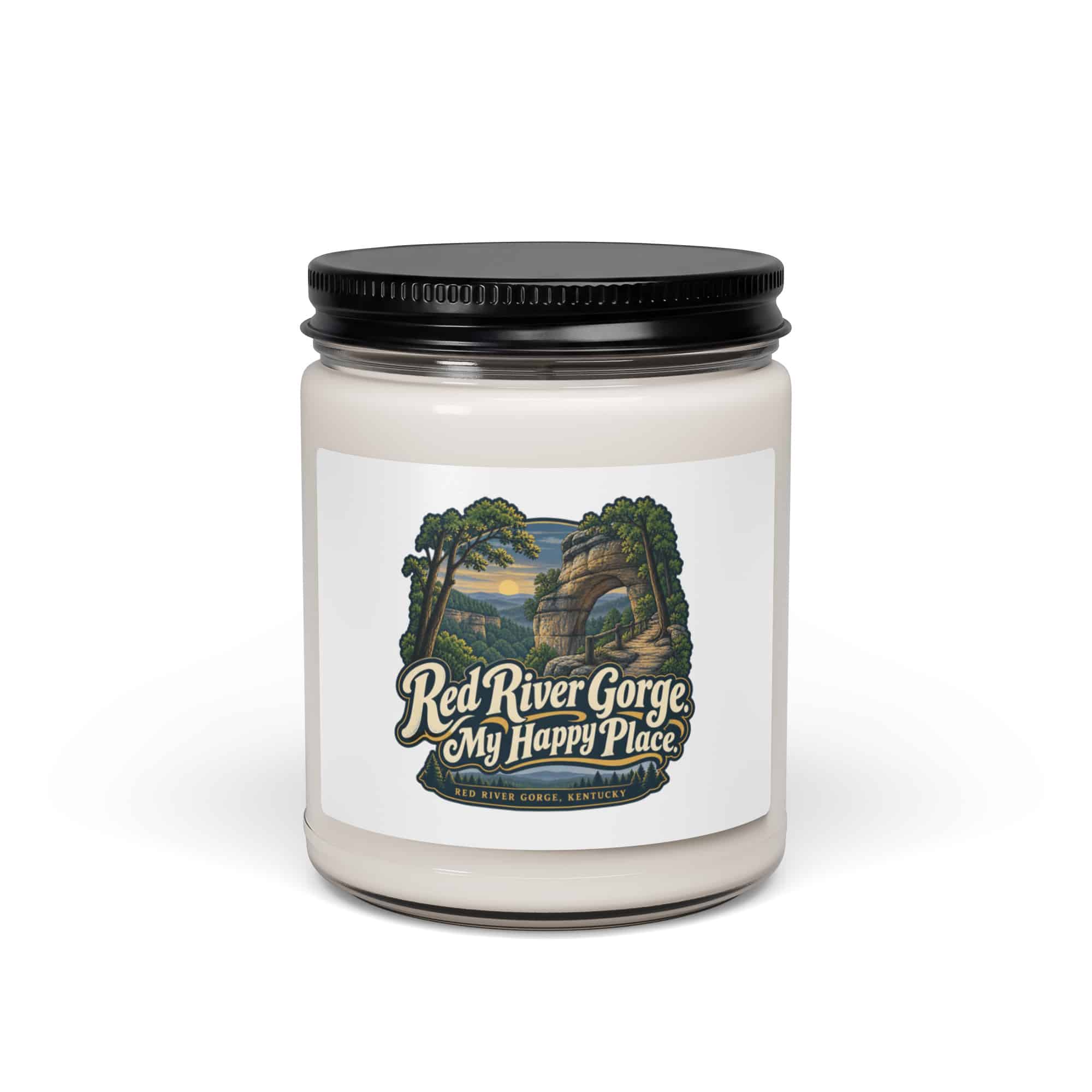 Red River Gorge Soy Wax Candle: Red River Gorge. My Happy Place, Woodland Scenic Lettering