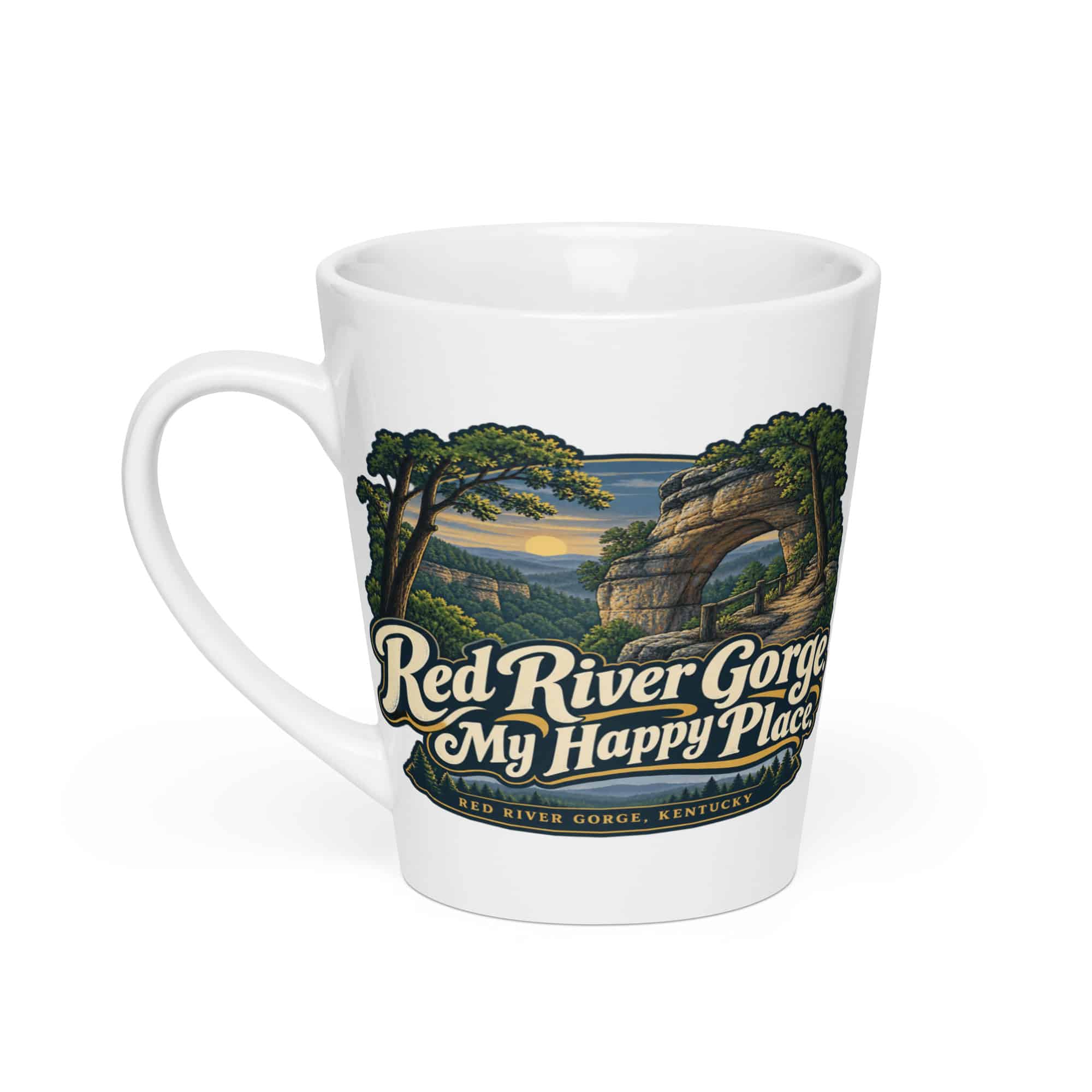 Red River Gorge Latte Mug: Red River Gorge. My Happy Place, Woodland Scenic Lettering