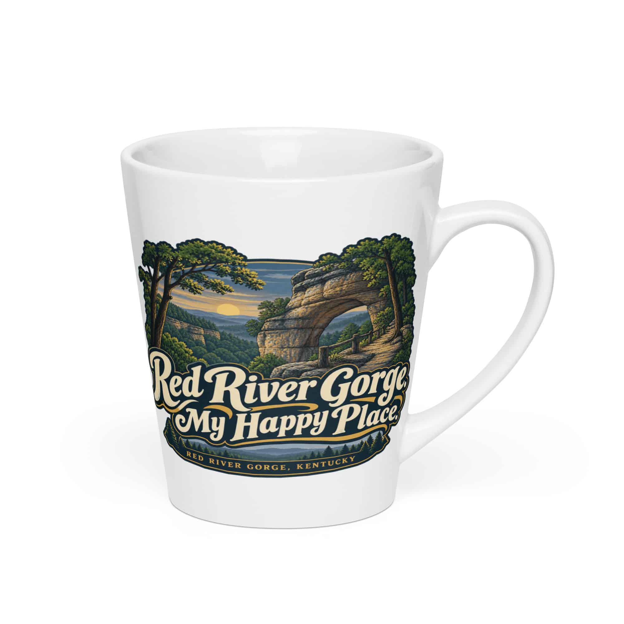 Red River Gorge Latte Mug: Red River Gorge. My Happy Place, Woodland Scenic Lettering