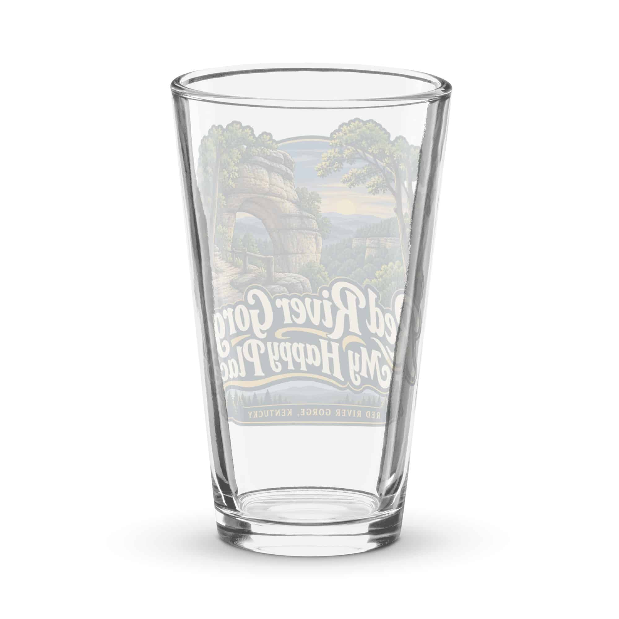 Red River Gorge Pint Glass: Red River Gorge. My Happy Place, Woodland Scenic Lettering