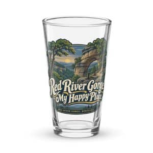 Red River Gorge Pint Glass: Red River Gorge. My Happy Place, Woodland Scenic Lettering - 16 oz - Main