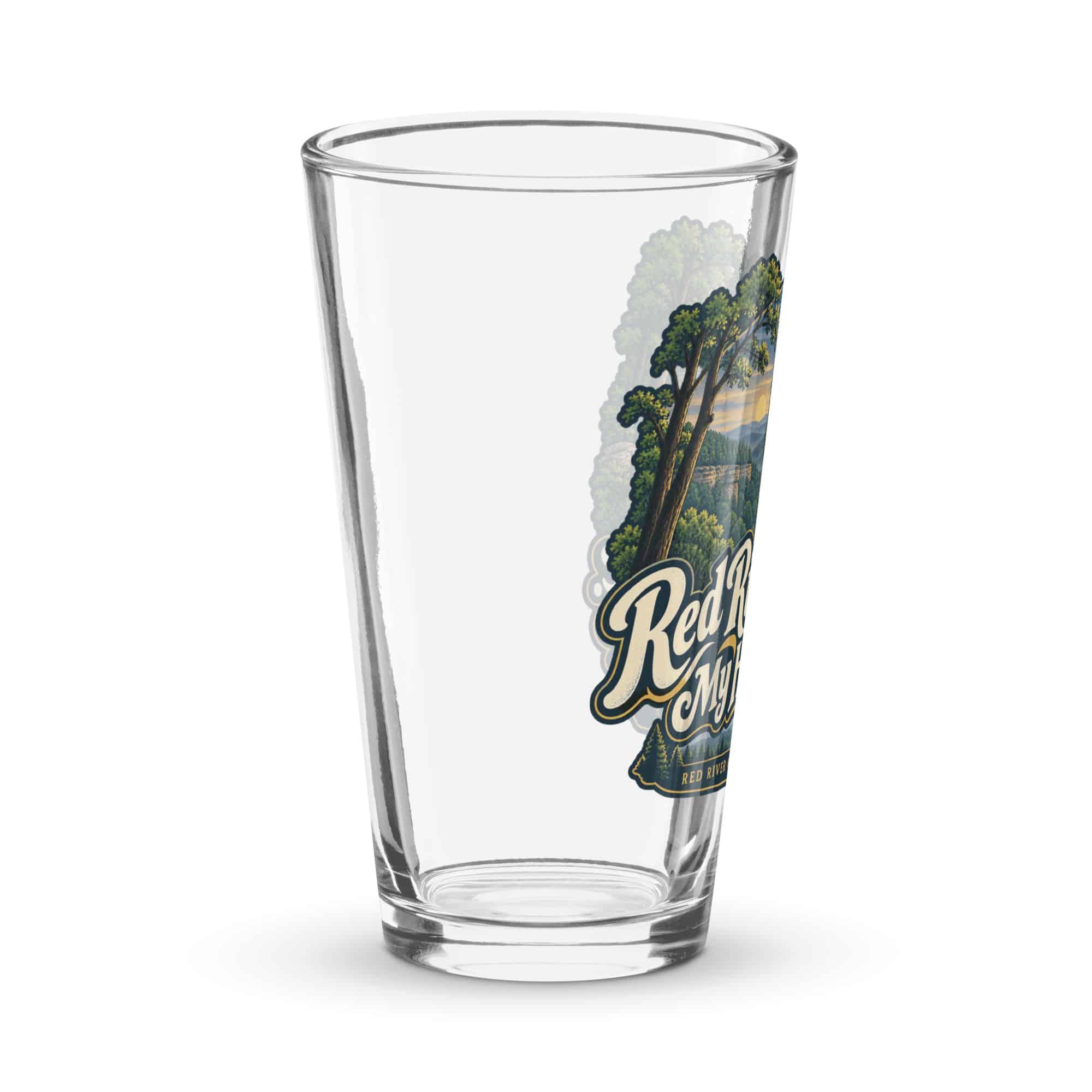 Red River Gorge Pint Glass: Red River Gorge. My Happy Place, Woodland Scenic Lettering