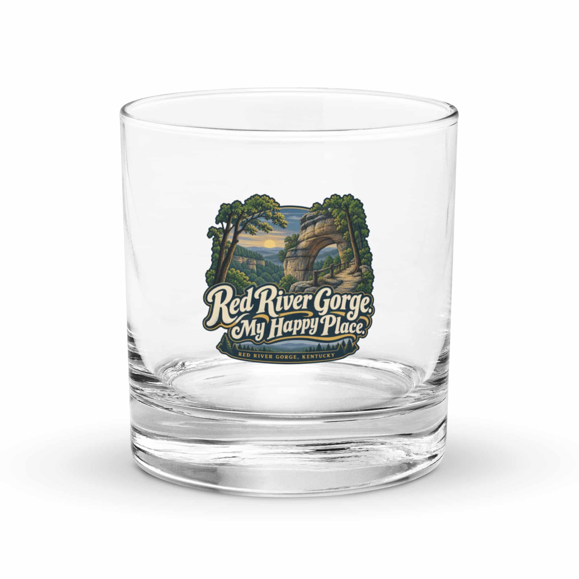 Red River Gorge Rocks Glass: Red River Gorge. My Happy Place, Woodland Scenic Lettering