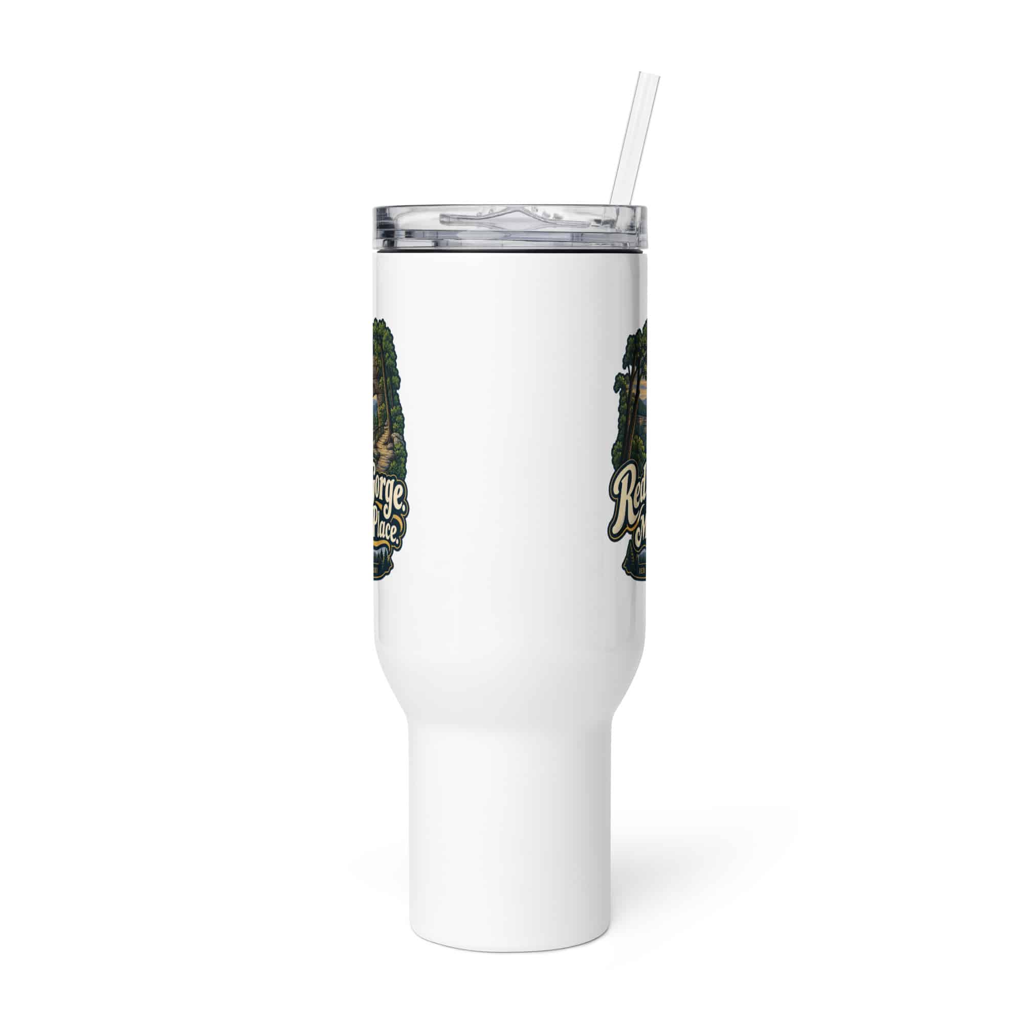 Red River Gorge Travel Mug: Red River Gorge. My Happy Place, Woodland Scenic Lettering