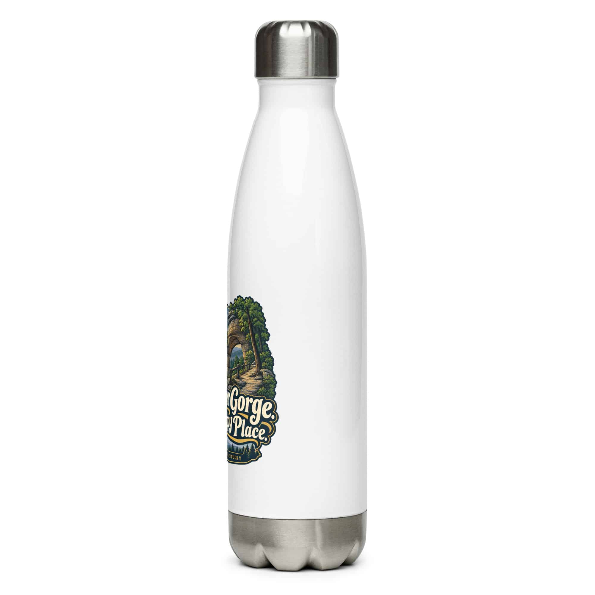 Red River Gorge Stainless Steel Water Bottle: Red River Gorge. My Happy Place, Woodland Scenic Lettering