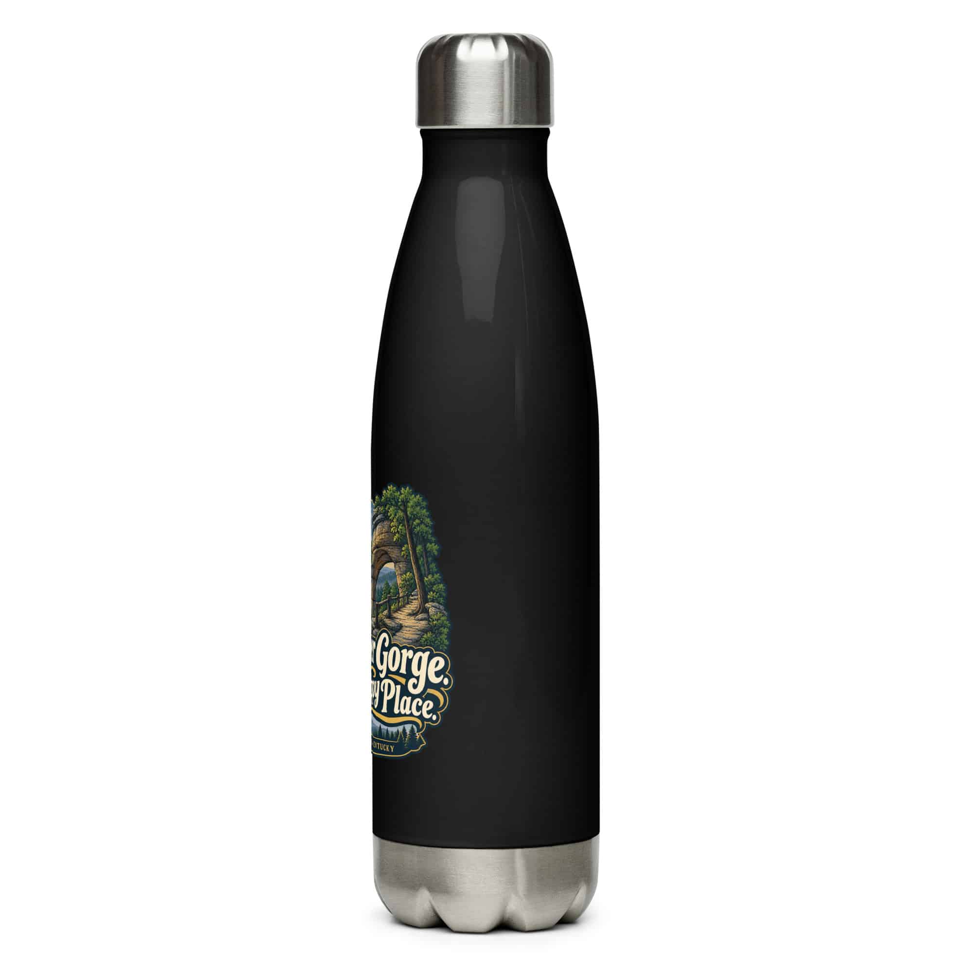 Red River Gorge Stainless Steel Water Bottle: Red River Gorge. My Happy Place, Woodland Scenic Lettering