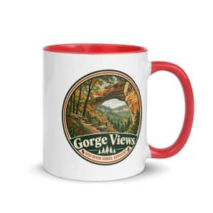 Red River Gorge Color Inside Coffee Mug: Gorge Views, Vintage Round Badge - 11 oz - Main