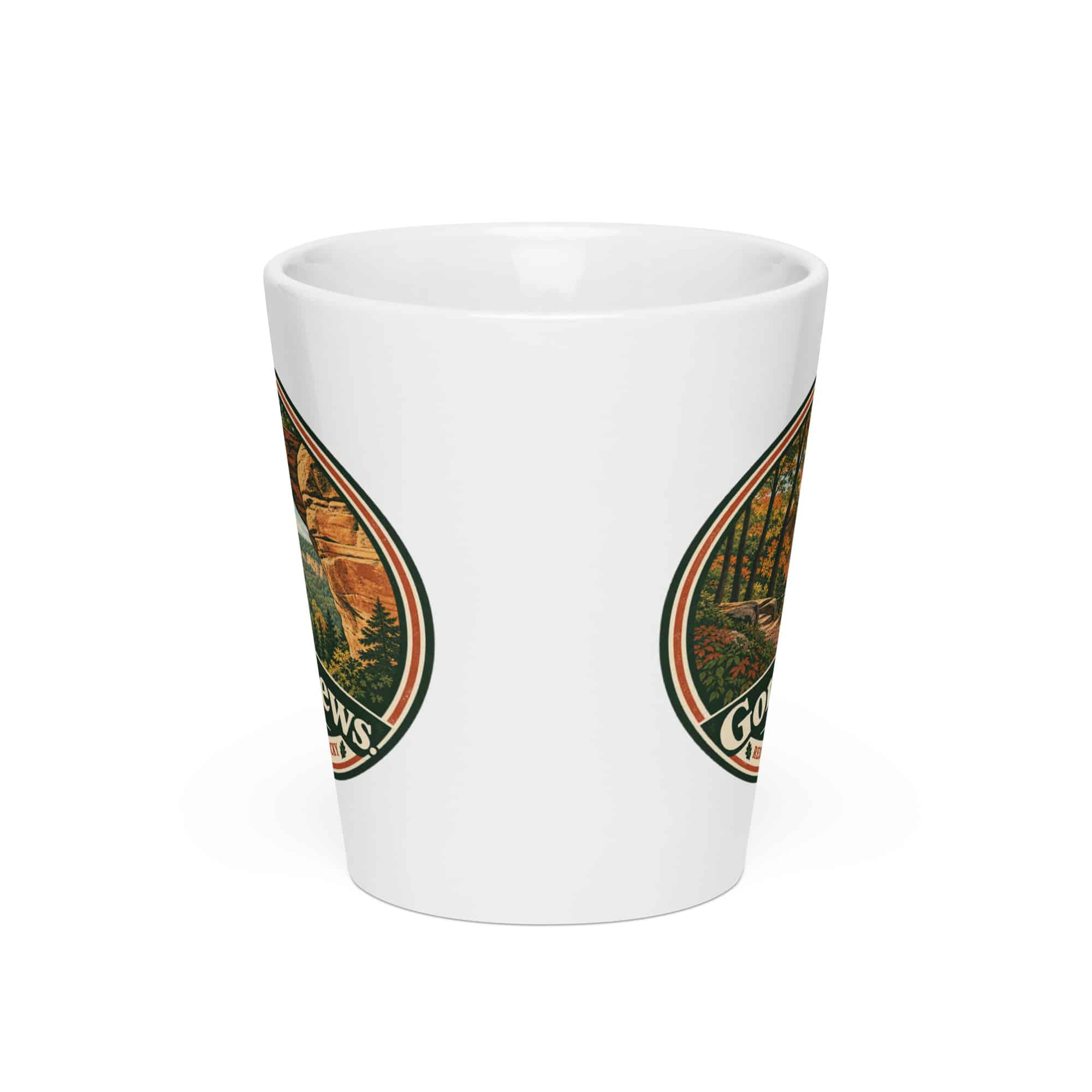 Red River Gorge Latte Mug: Gorge Views, Vintage Round Badge