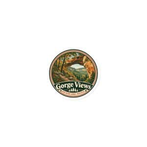 Red River Gorge Die-Cut Magnet: Gorge Views, Vintage Round Badge - 3″×3″ - Main
