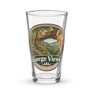 Red River Gorge Pint Glass: Gorge Views, Vintage Round Badge - 16 oz - Main