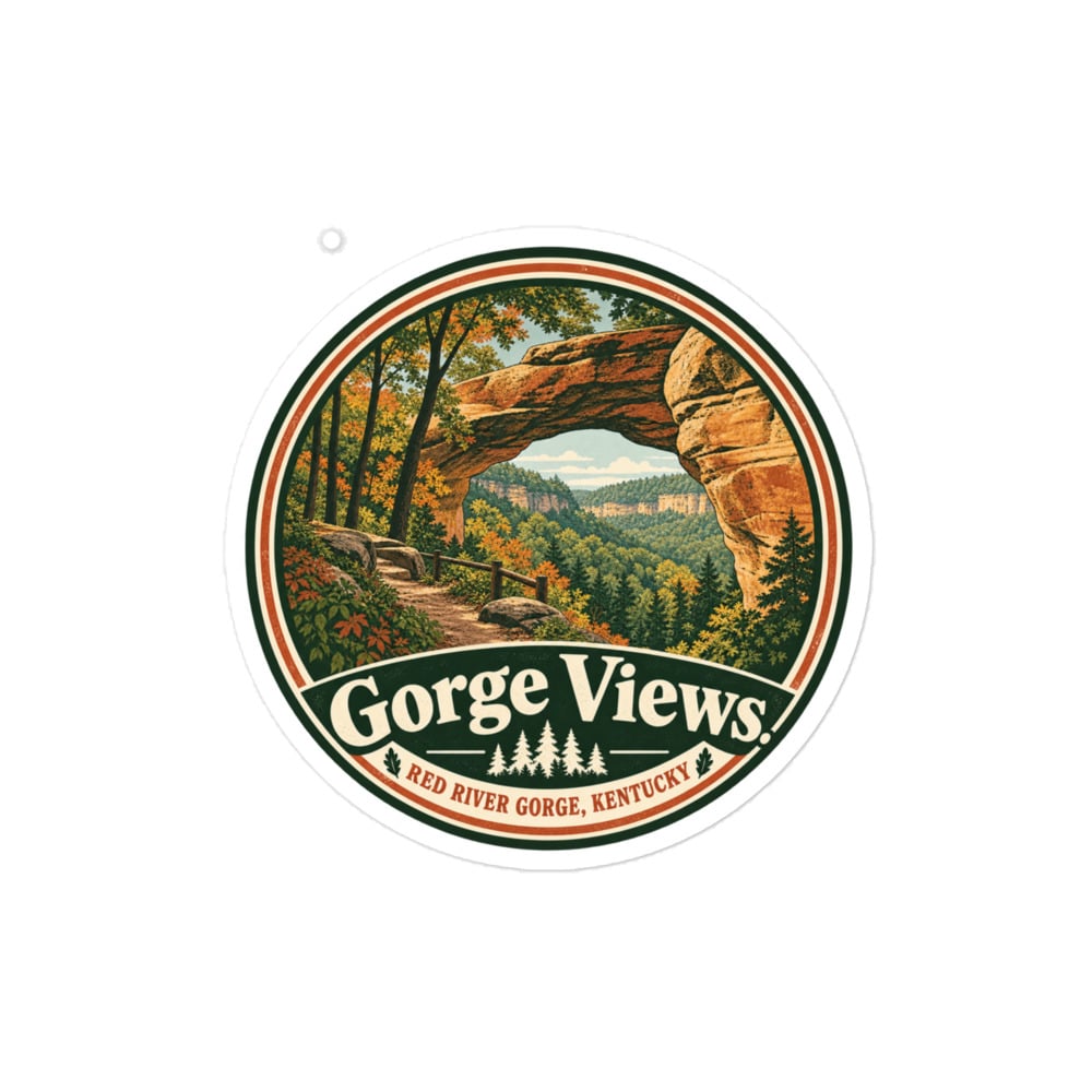 Red River Gorge Vinyl Sticker: Gorge Views, Vintage Round Badge