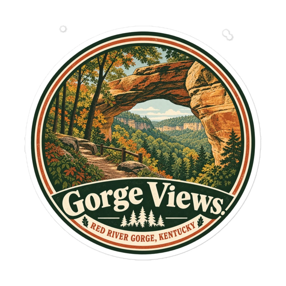 Red River Gorge Vinyl Sticker: Gorge Views, Vintage Round Badge