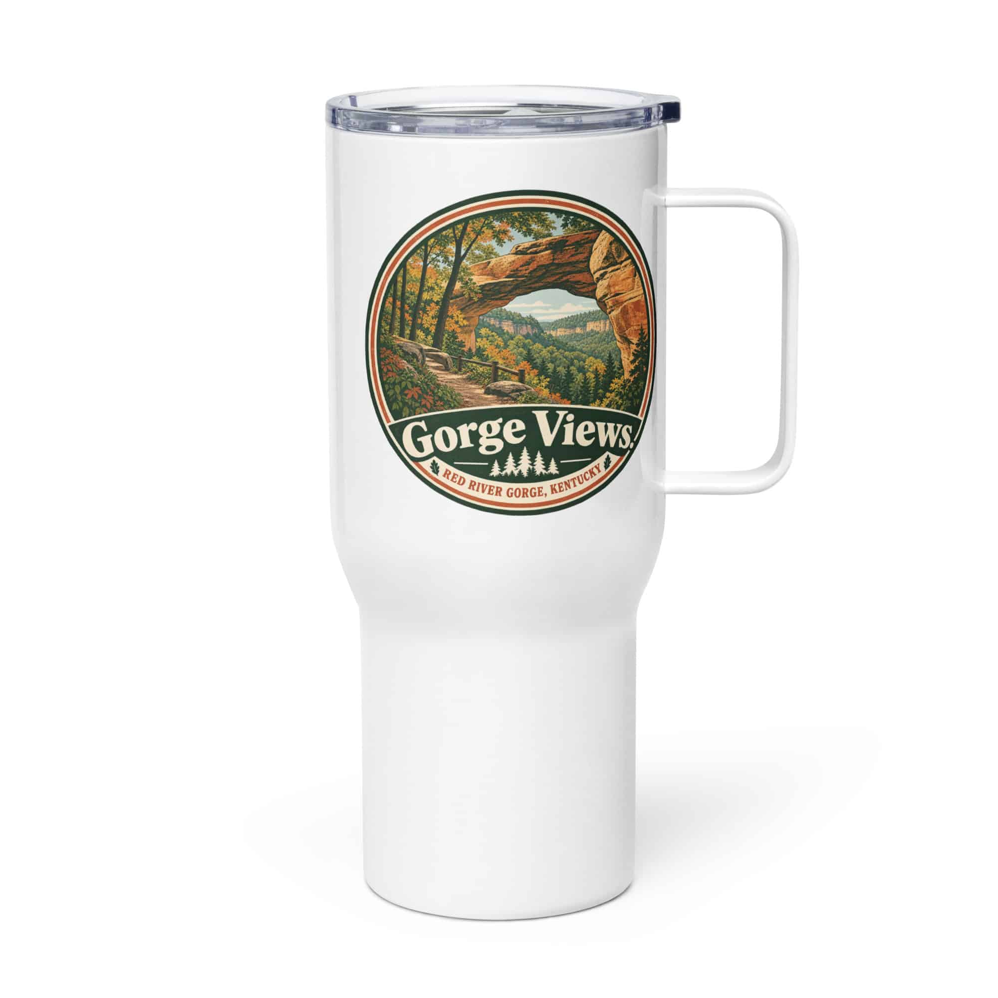 Red River Gorge Travel Mug: Gorge Views, Vintage Round Badge