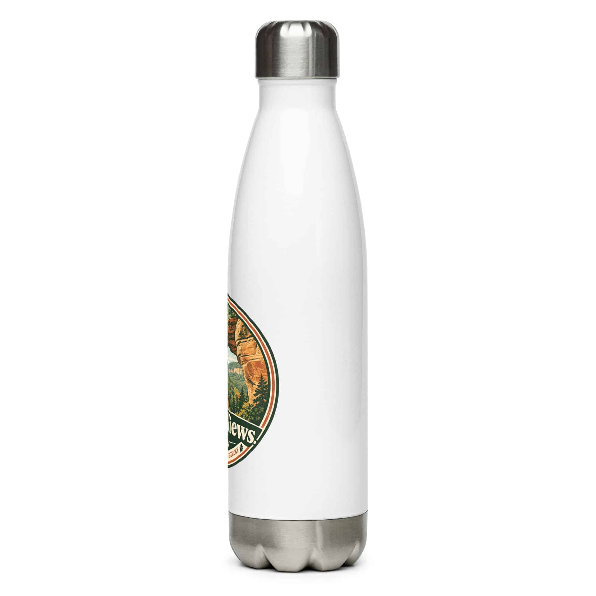 Red River Gorge Stainless Steel Water Bottle: Gorge Views, Vintage Round Badge