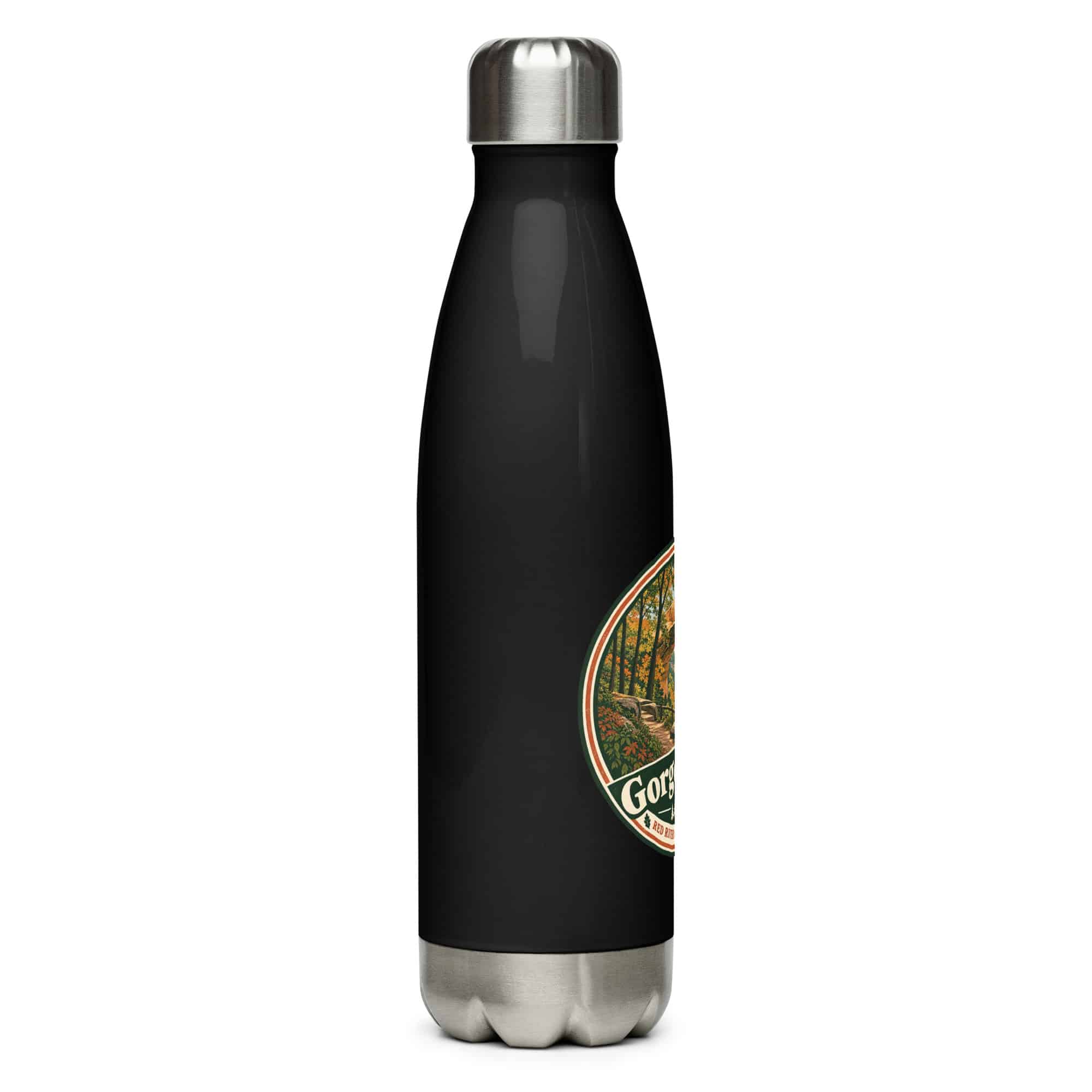 Red River Gorge Stainless Steel Water Bottle: Gorge Views, Vintage Round Badge