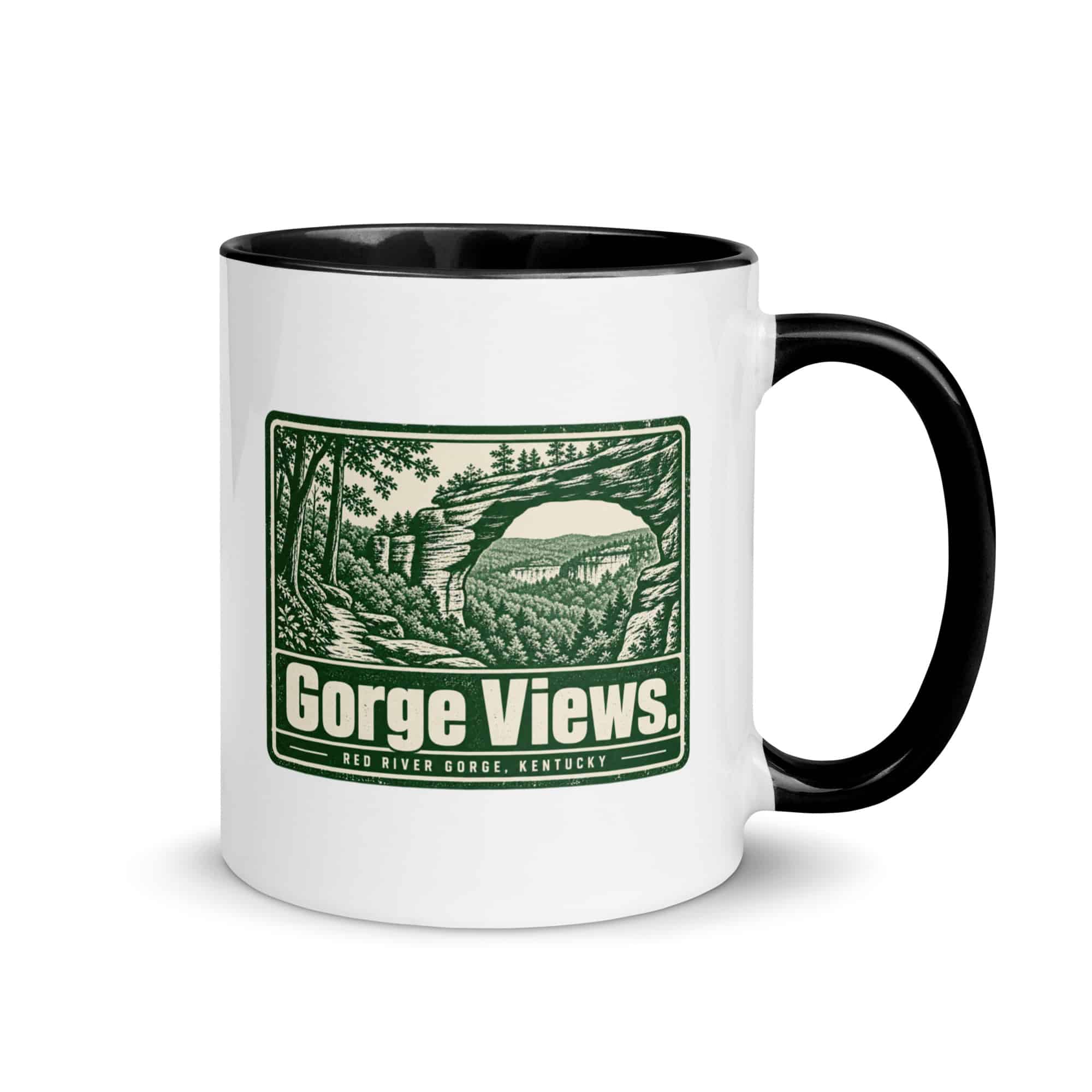 Red River Gorge Color Inside Coffee Mug: Gorge Views, Forest Ink Stamp