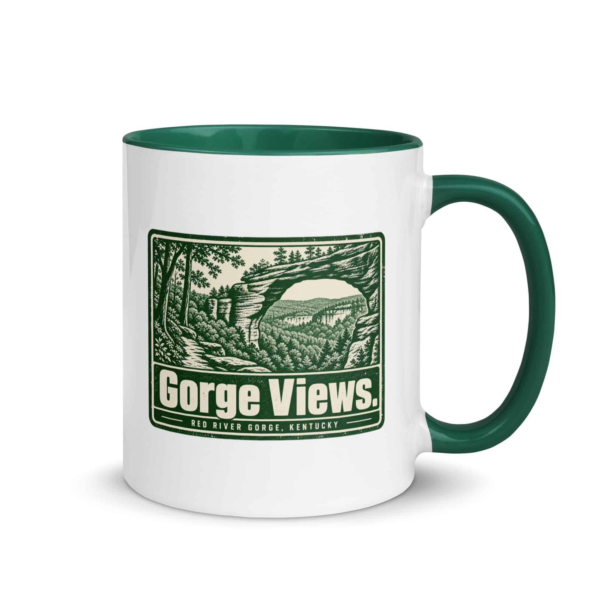 Red River Gorge Color Inside Coffee Mug: Gorge Views, Forest Ink Stamp