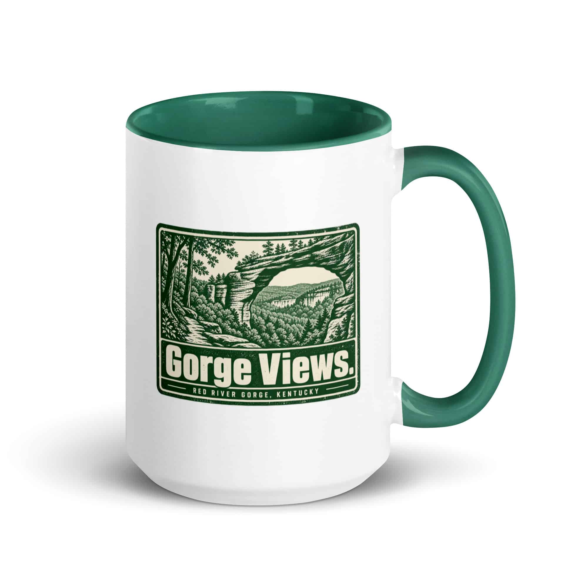 Red River Gorge Color Inside Coffee Mug: Gorge Views, Forest Ink Stamp