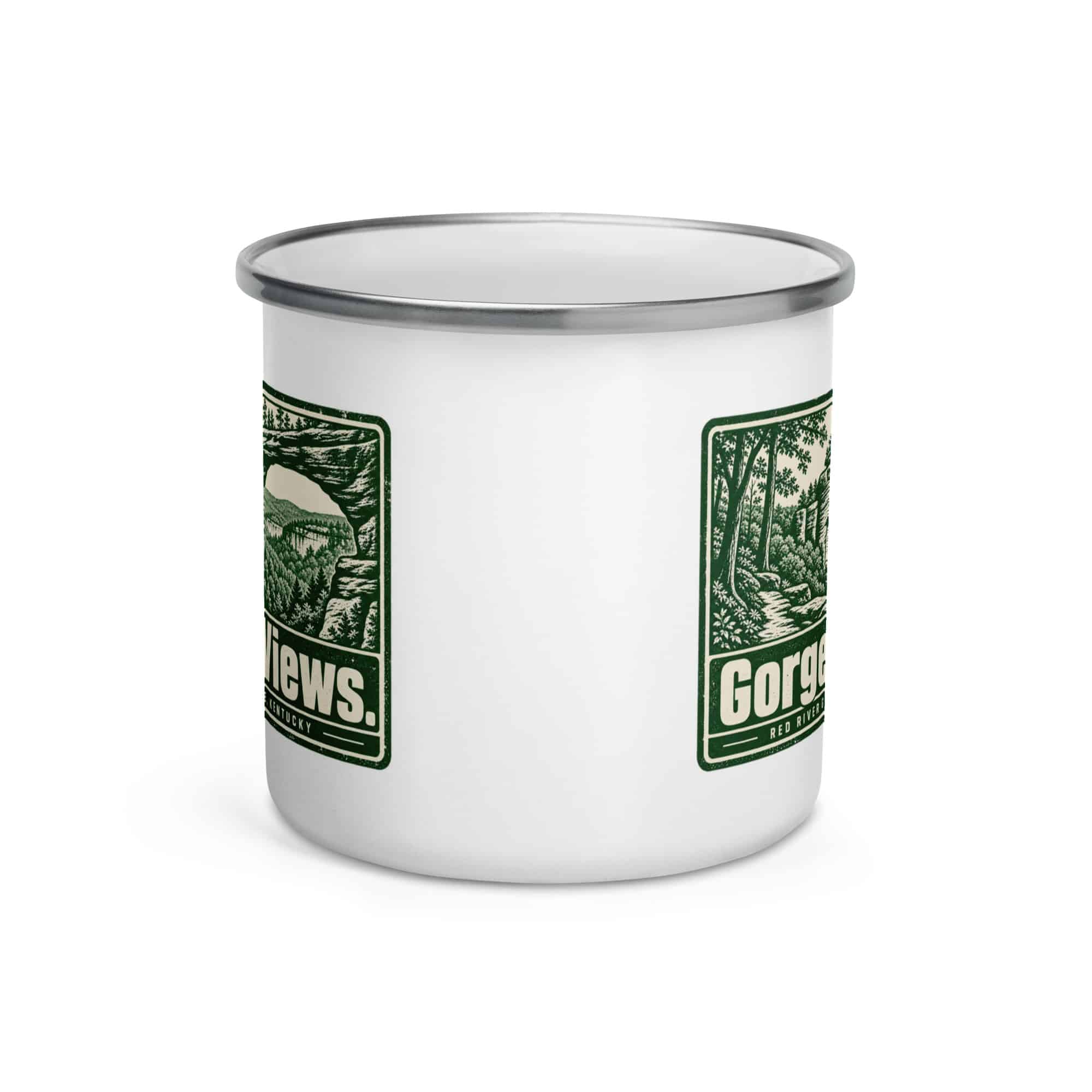 Red River Gorge Enamel Camp Mug: Gorge Views, Forest Ink Stamp