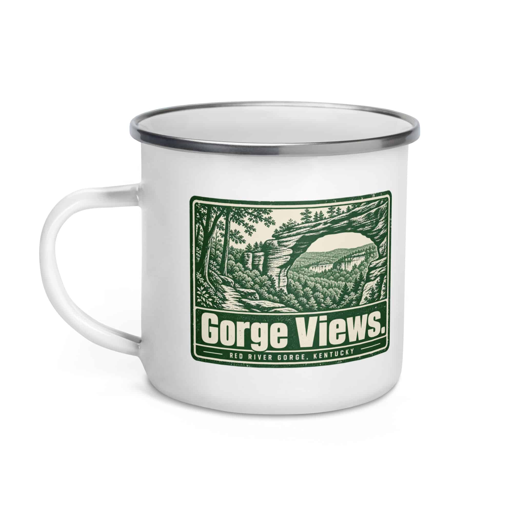 Red River Gorge Enamel Camp Mug: Gorge Views, Forest Ink Stamp