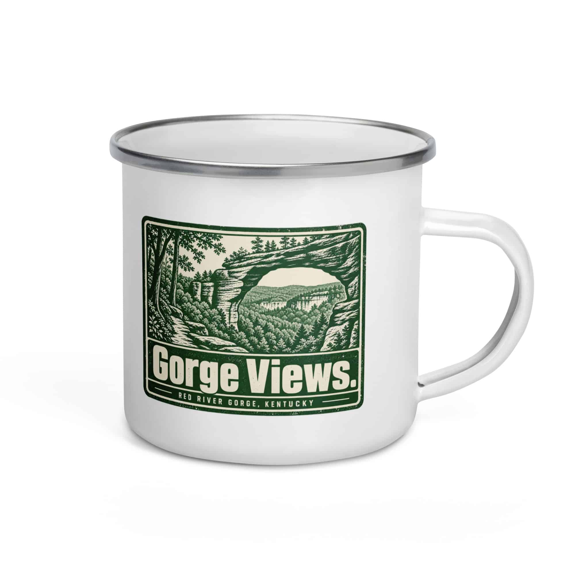 Red River Gorge Enamel Camp Mug: Gorge Views, Forest Ink Stamp