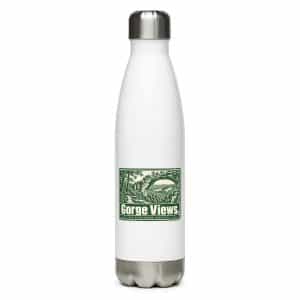 Red River Gorge Stainless Steel Water Bottle: Gorge Views, Forest Ink Stamp - 17 oz - Main