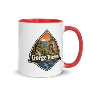 Red River Gorge Color Inside Coffee Mug: Gorge Views, Scenic Shield Badge - 11 oz - Main