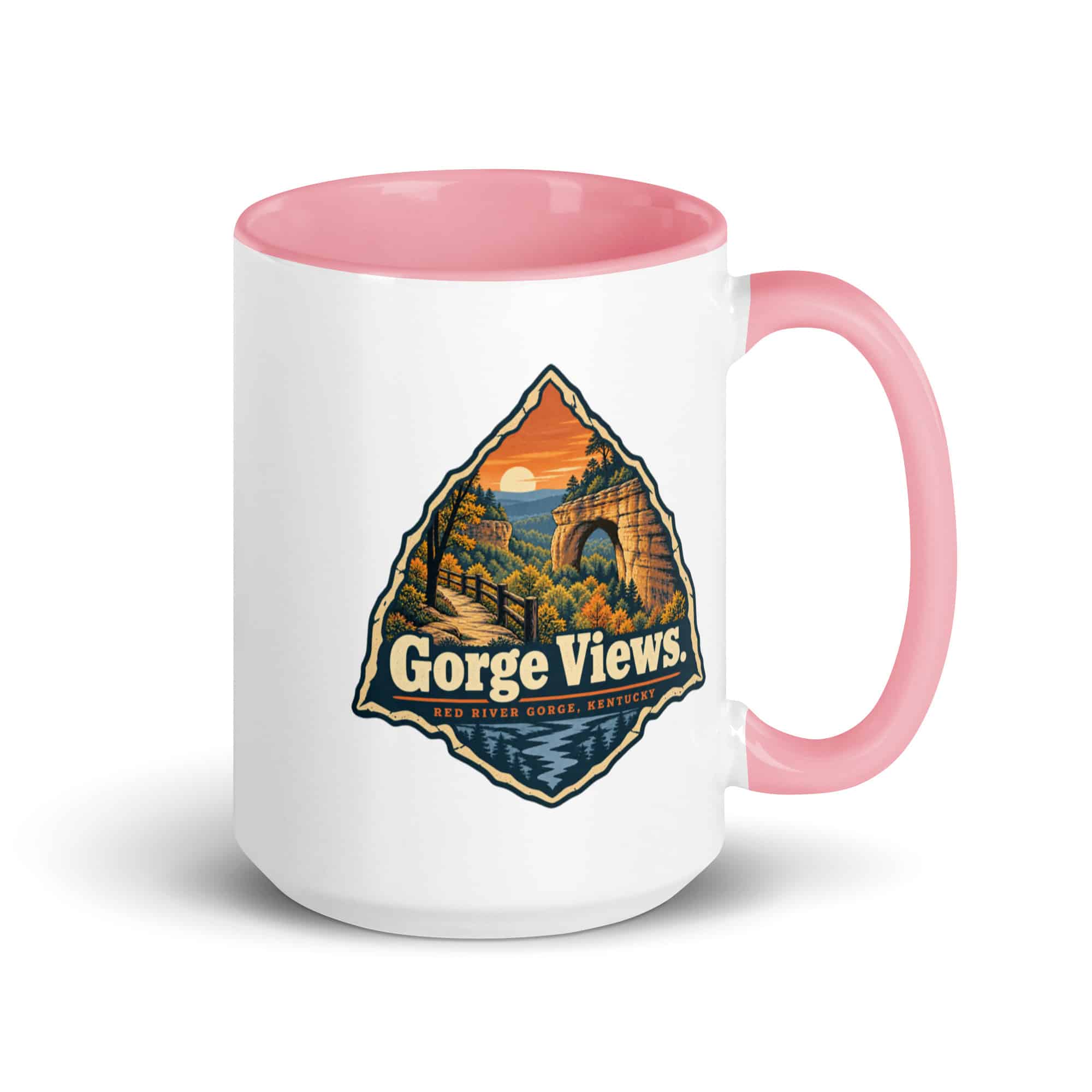 Red River Gorge Color Inside Coffee Mug: Gorge Views, Scenic Shield Badge