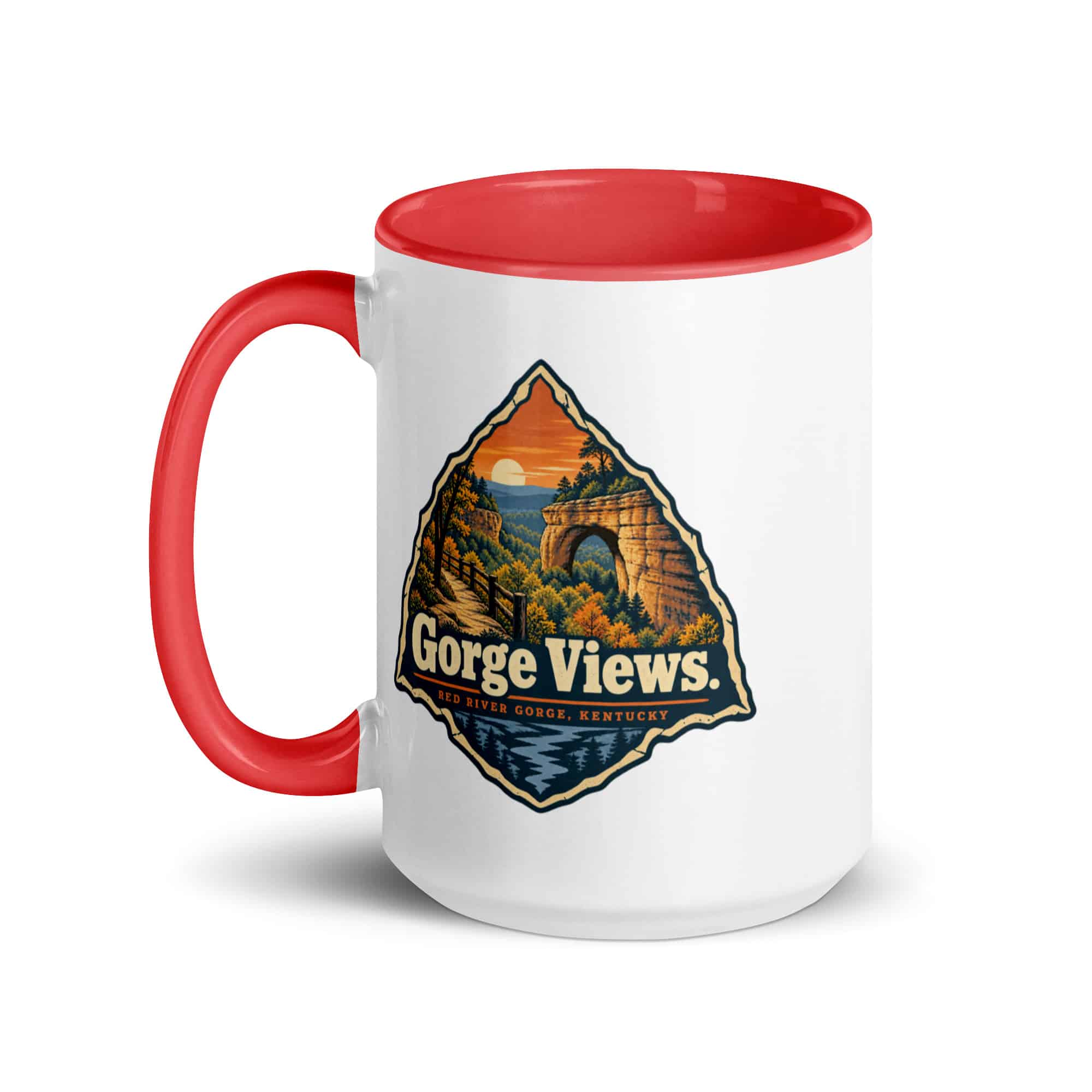 Red River Gorge Color Inside Coffee Mug: Gorge Views, Scenic Shield Badge