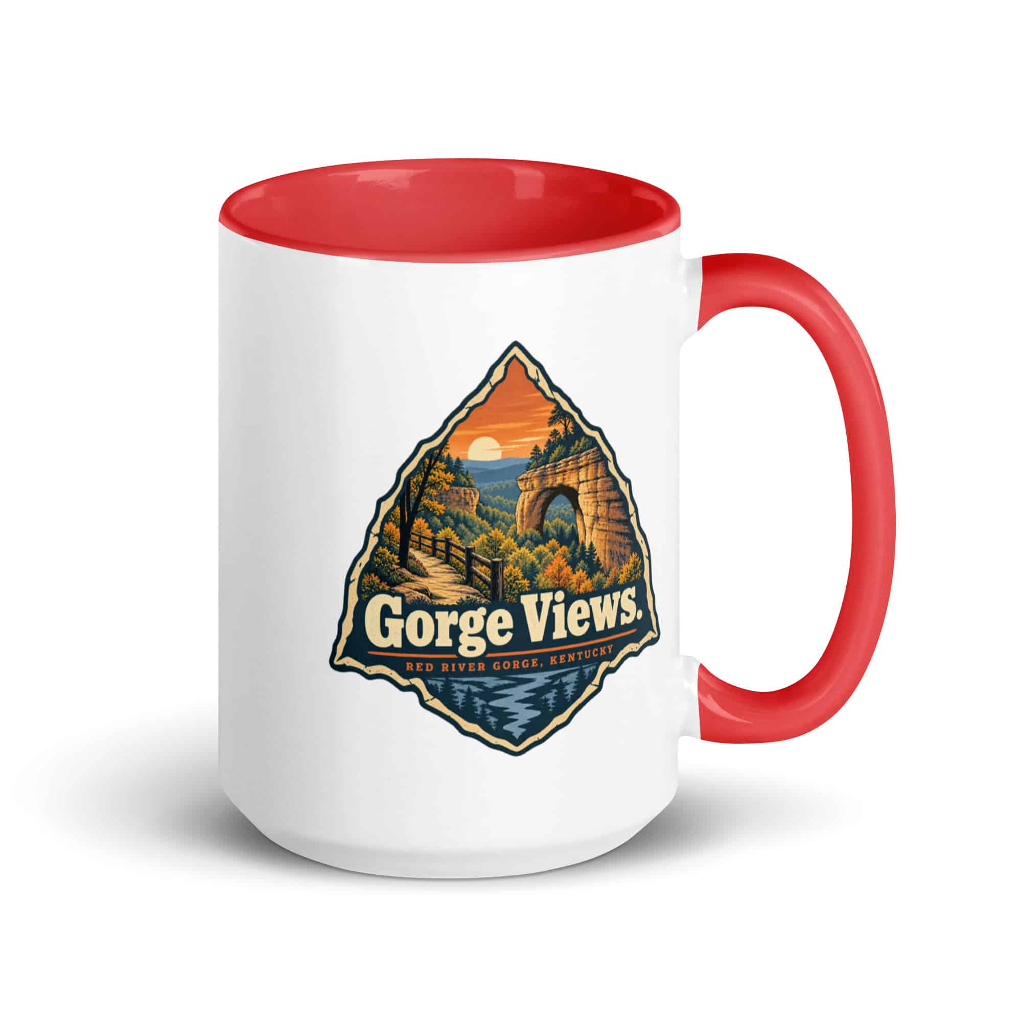 Red River Gorge Color Inside Coffee Mug: Gorge Views, Scenic Shield Badge