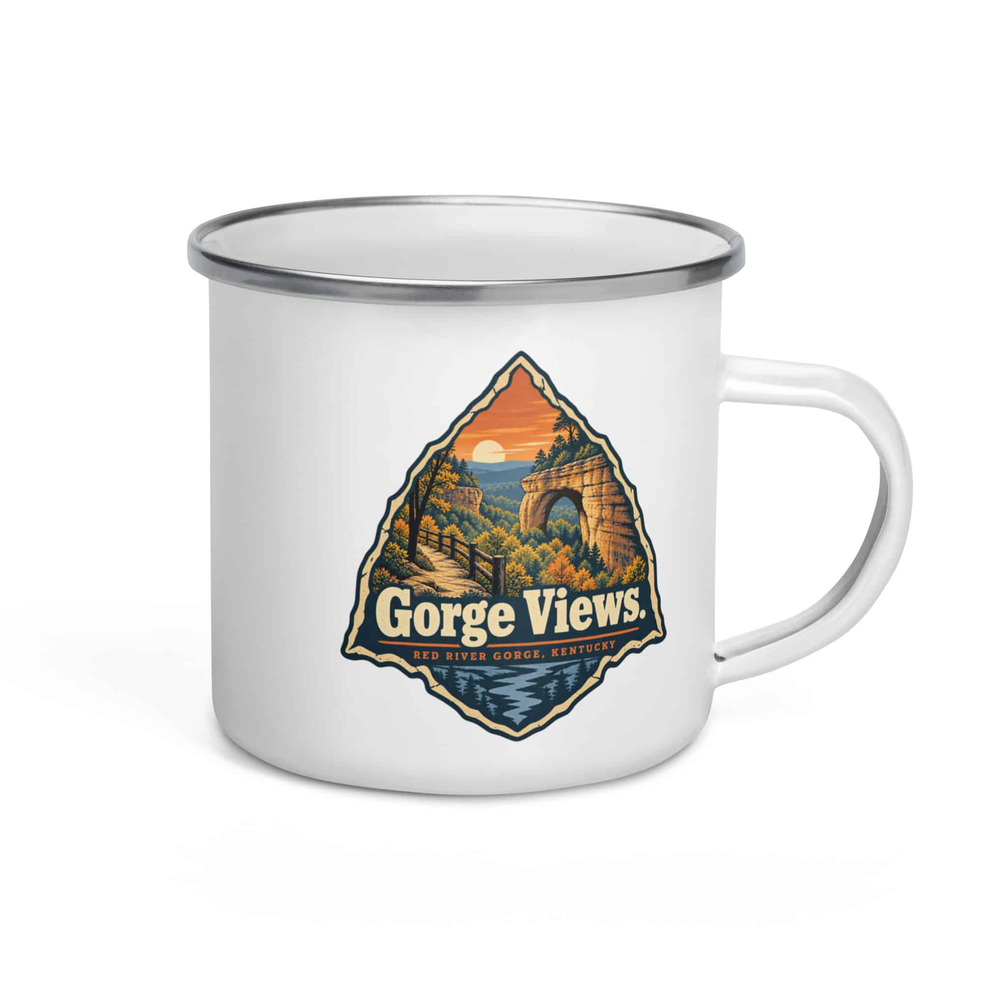 Red River Gorge Enamel Camp Mug: Gorge Views, Scenic Shield Badge