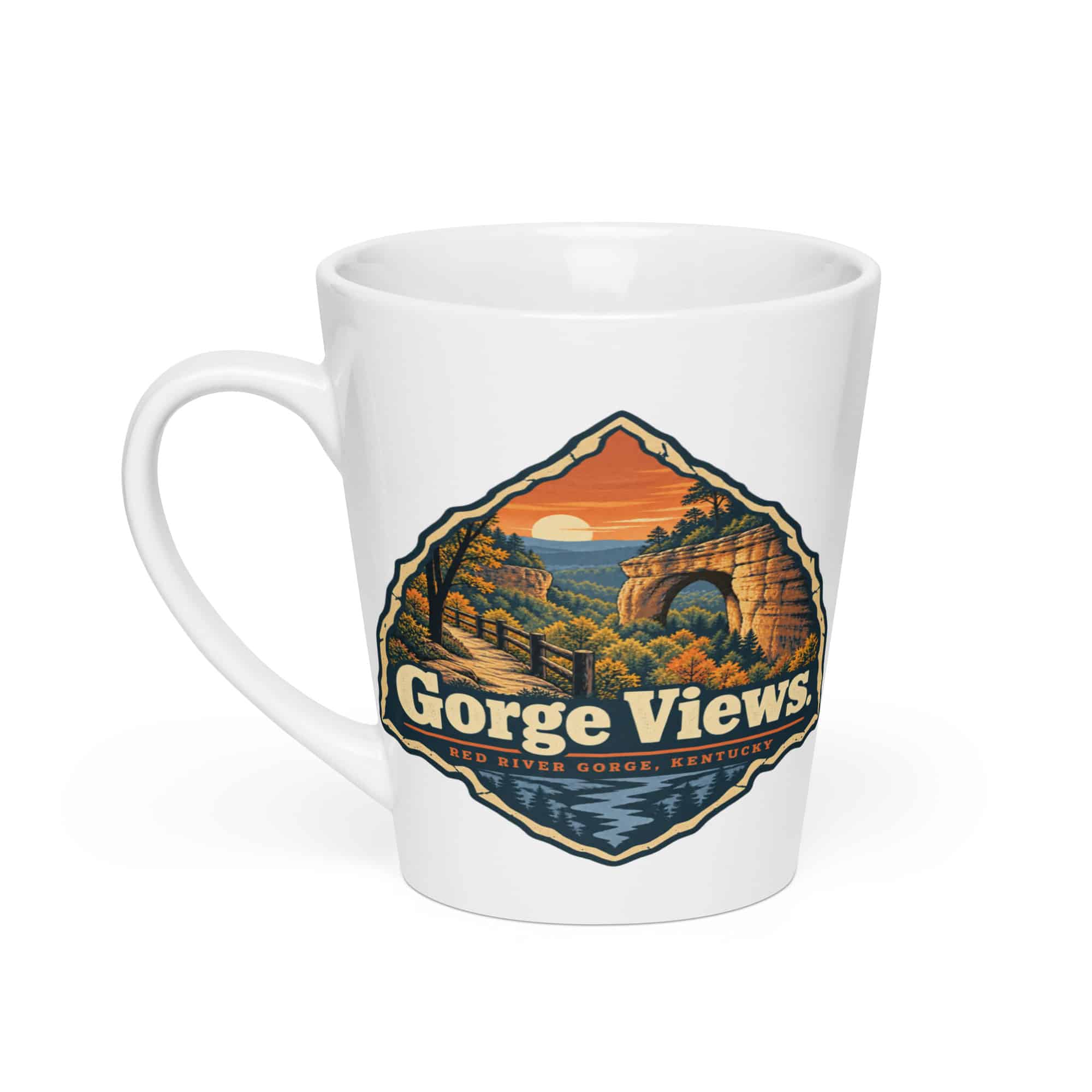 Red River Gorge Latte Mug: Gorge Views, Scenic Shield Badge
