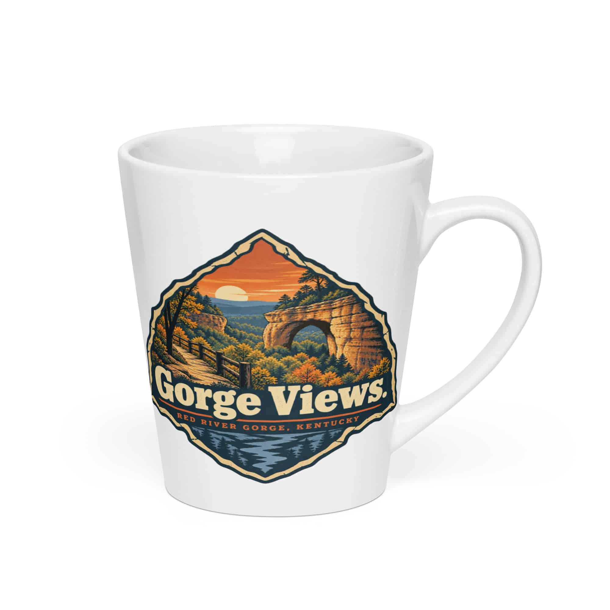 Red River Gorge Latte Mug: Gorge Views, Scenic Shield Badge