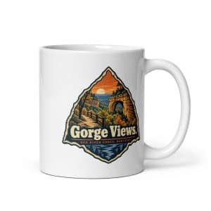 Red River Gorge White Ceramic Coffee Mug: Gorge Views, Scenic Shield Badge - 11 oz - Main