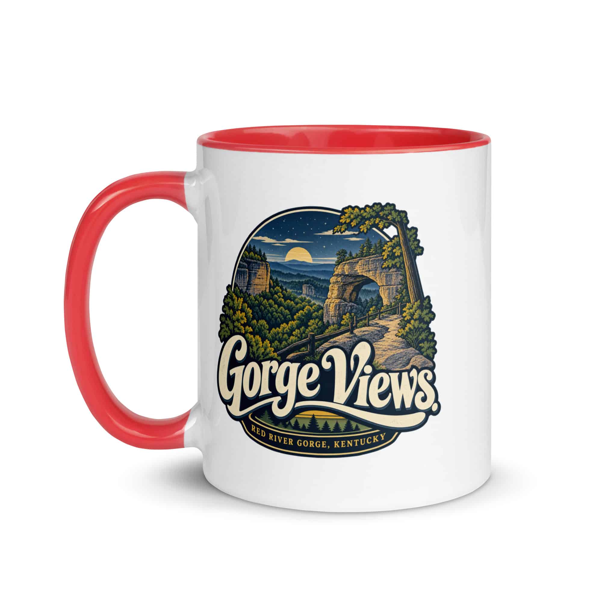 Red River Gorge Color Inside Coffee Mug: Gorge Views, Woodland Scenic Lettering