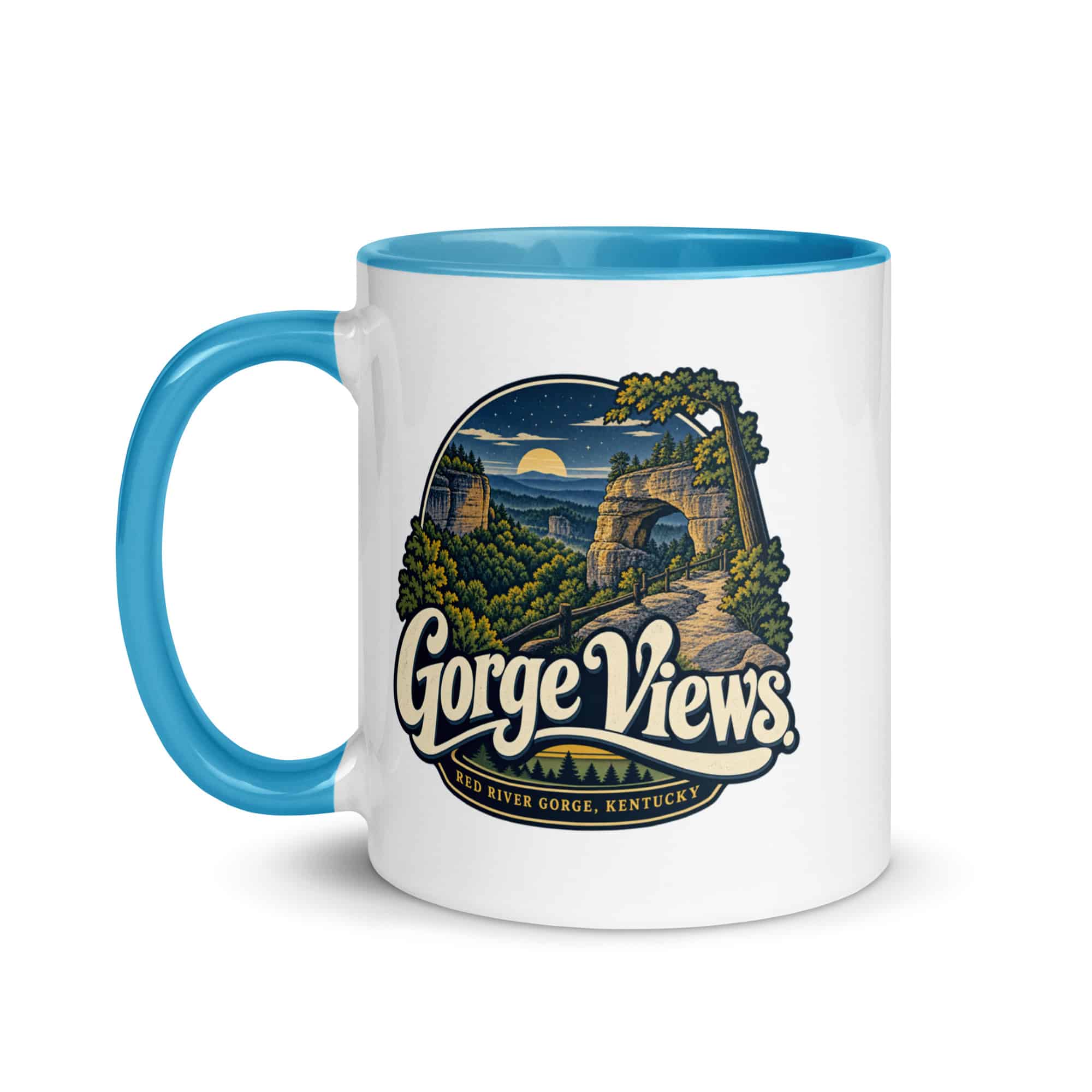 Red River Gorge Color Inside Coffee Mug: Gorge Views, Woodland Scenic Lettering