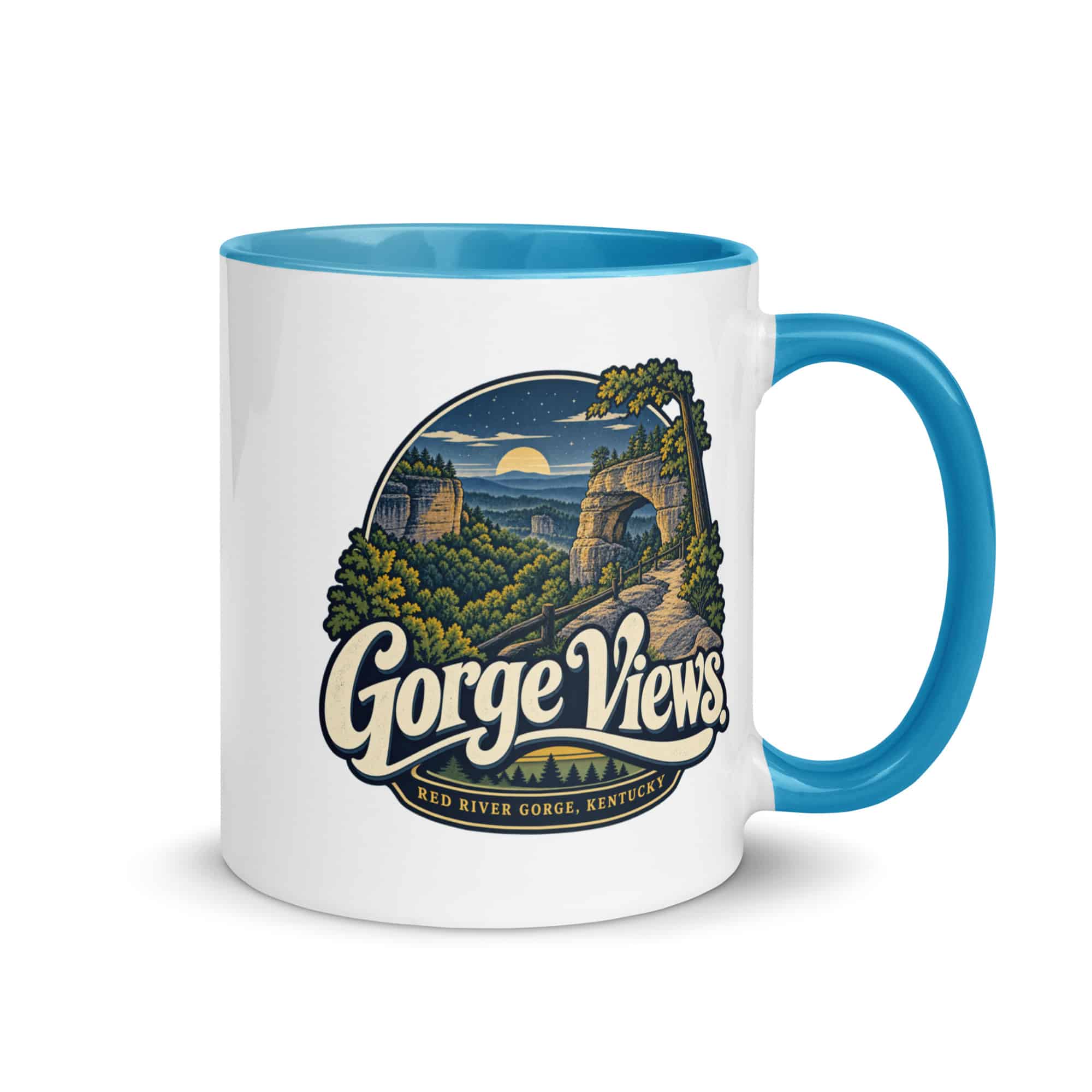 Red River Gorge Color Inside Coffee Mug: Gorge Views, Woodland Scenic Lettering
