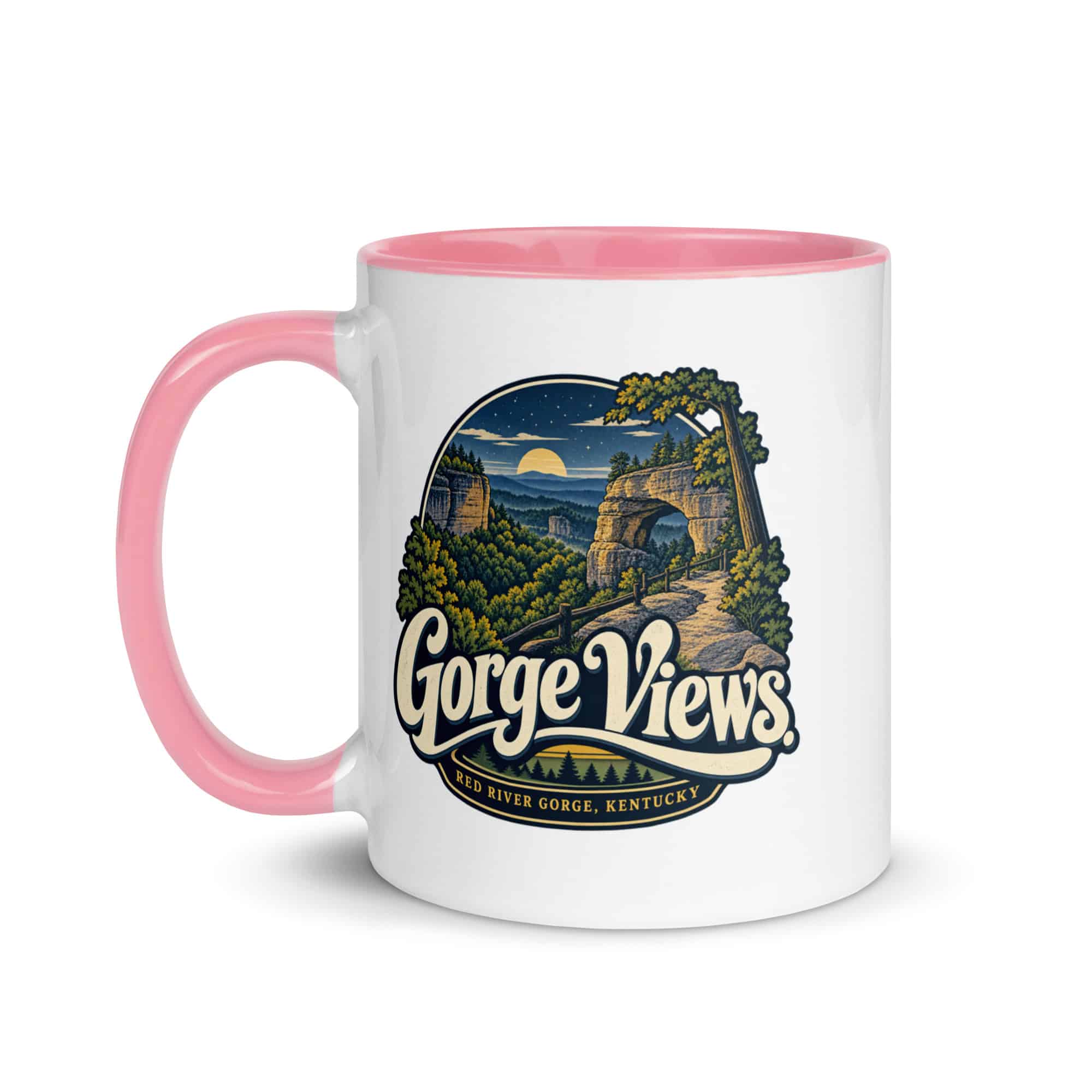 Red River Gorge Color Inside Coffee Mug: Gorge Views, Woodland Scenic Lettering