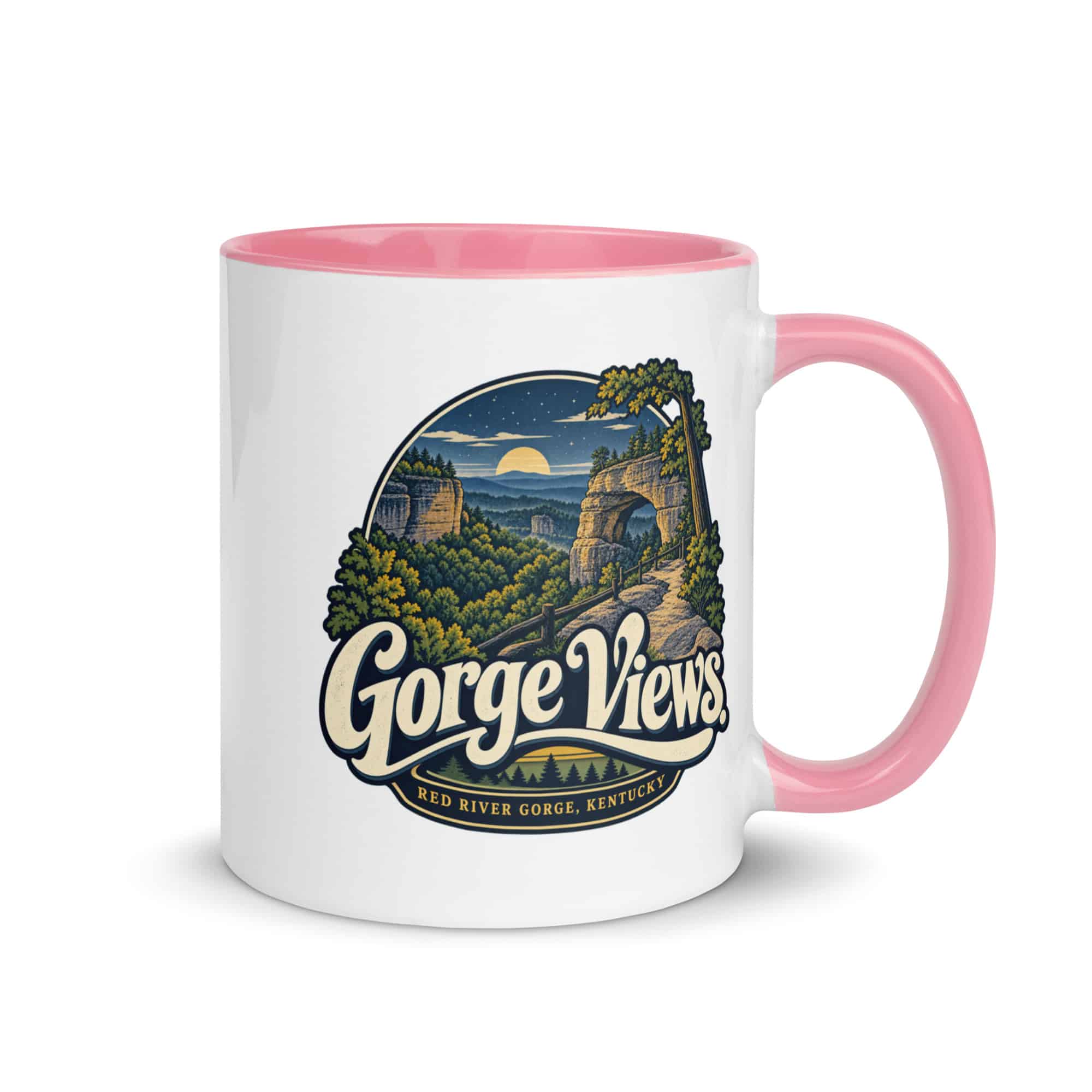 Red River Gorge Color Inside Coffee Mug: Gorge Views, Woodland Scenic Lettering