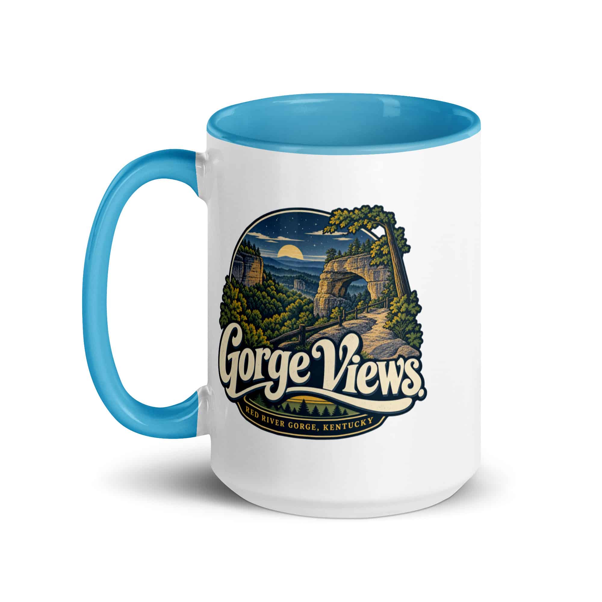 Red River Gorge Color Inside Coffee Mug: Gorge Views, Woodland Scenic Lettering