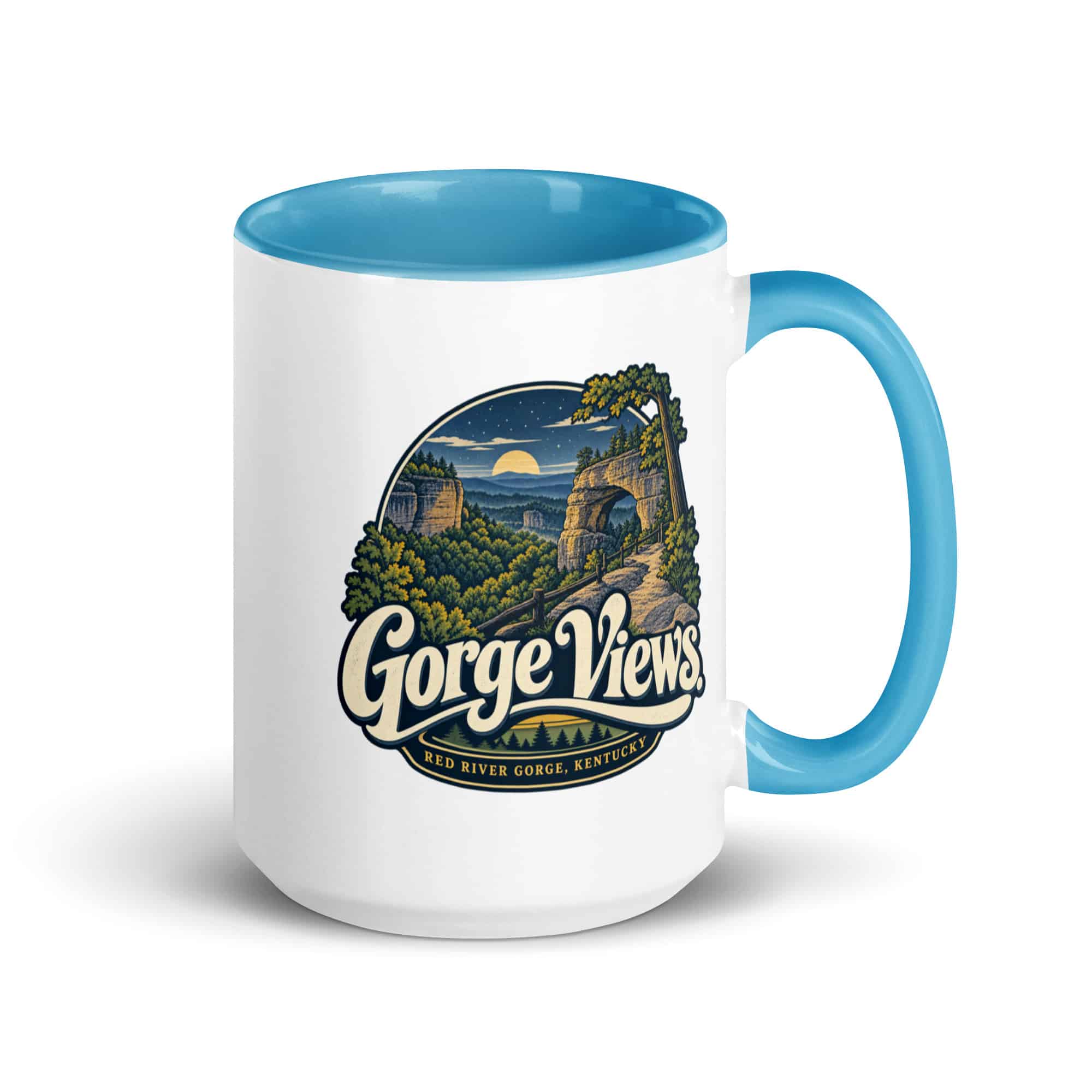 Red River Gorge Color Inside Coffee Mug: Gorge Views, Woodland Scenic Lettering