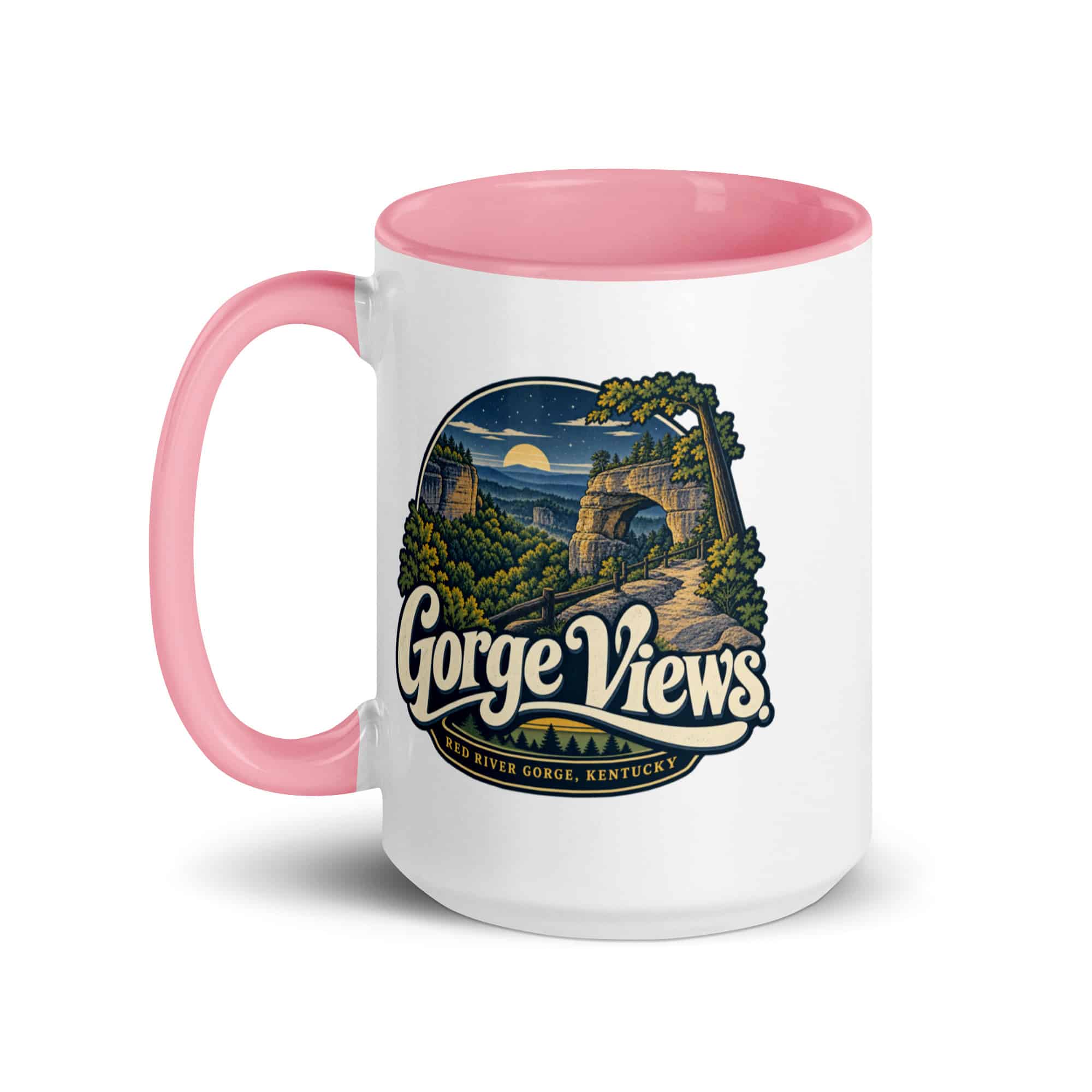 Red River Gorge Color Inside Coffee Mug: Gorge Views, Woodland Scenic Lettering