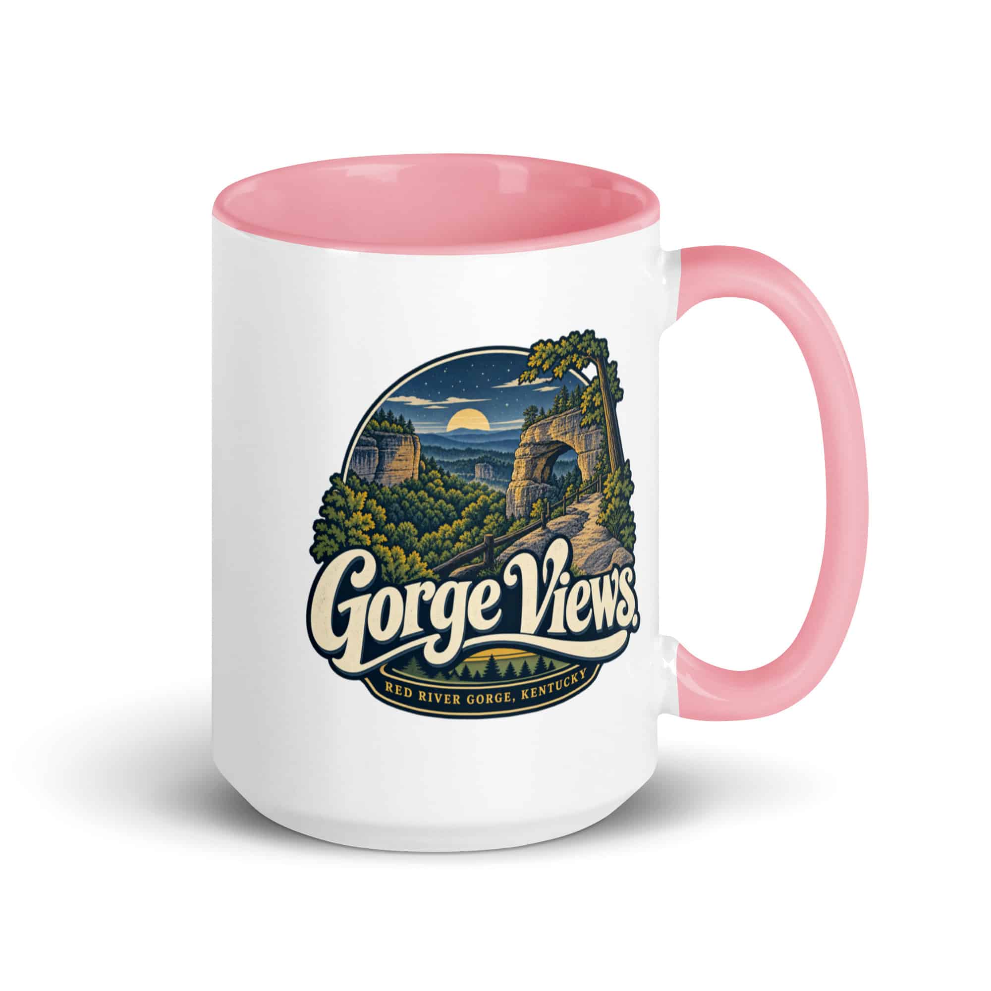 Red River Gorge Color Inside Coffee Mug: Gorge Views, Woodland Scenic Lettering