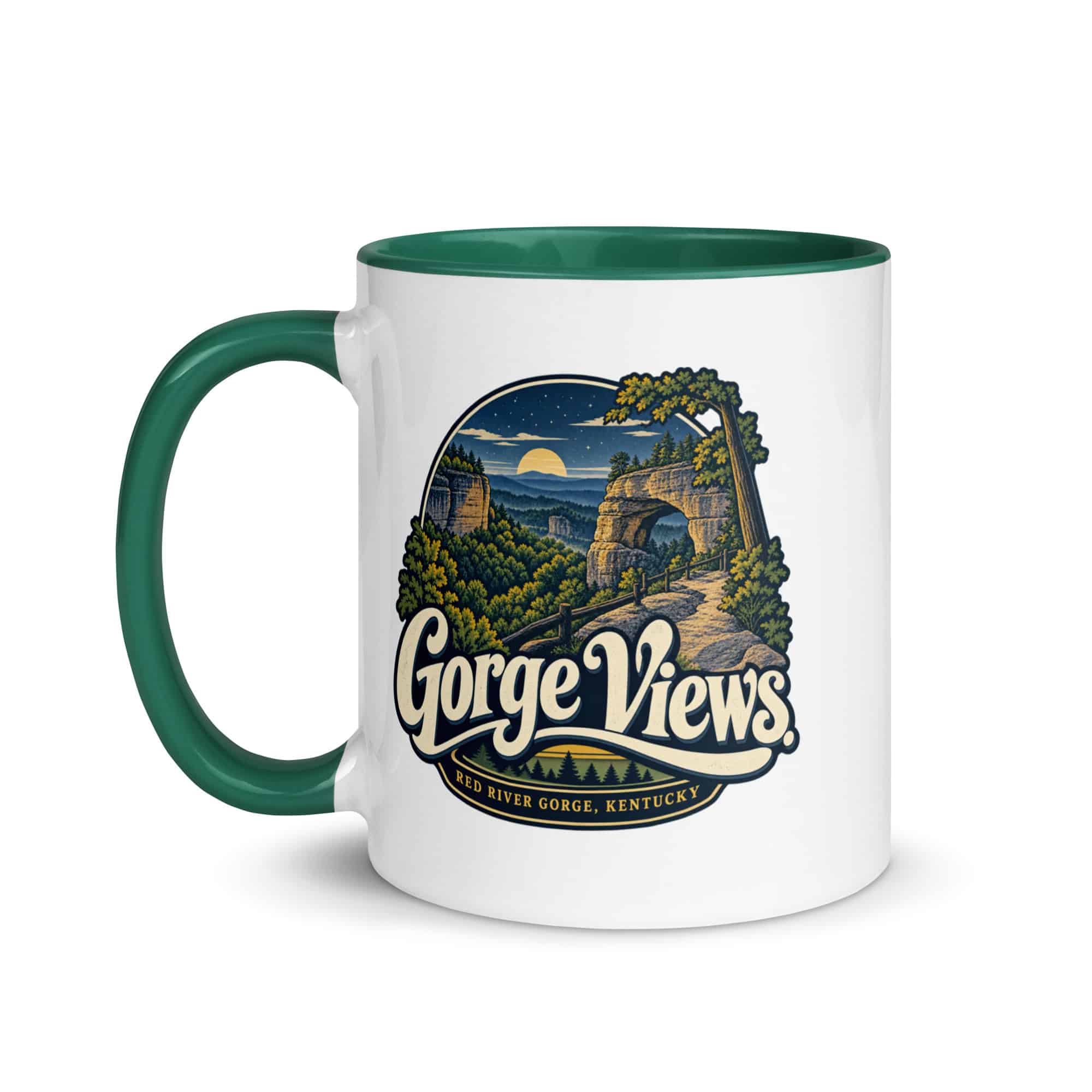 Red River Gorge Color Inside Coffee Mug: Gorge Views, Woodland Scenic Lettering