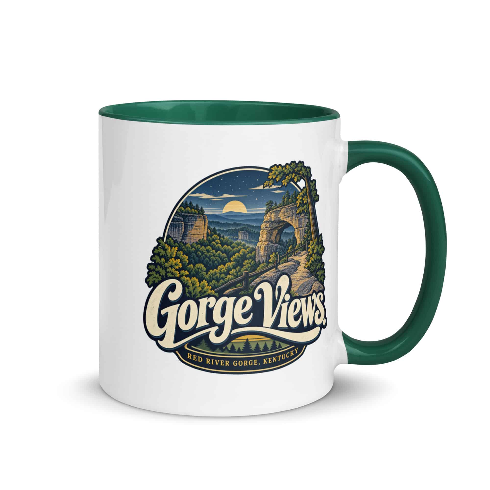 Red River Gorge Color Inside Coffee Mug: Gorge Views, Woodland Scenic Lettering