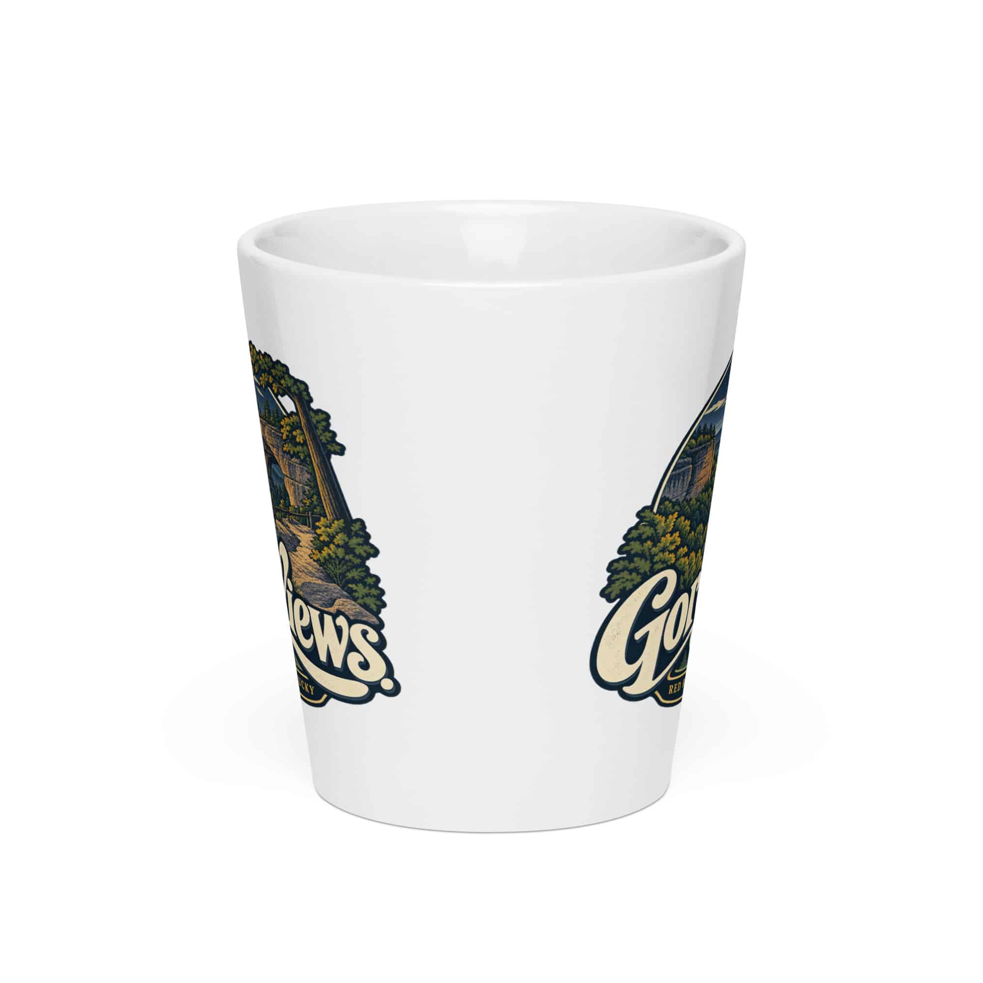 Red River Gorge Latte Mug: Gorge Views, Woodland Scenic Lettering