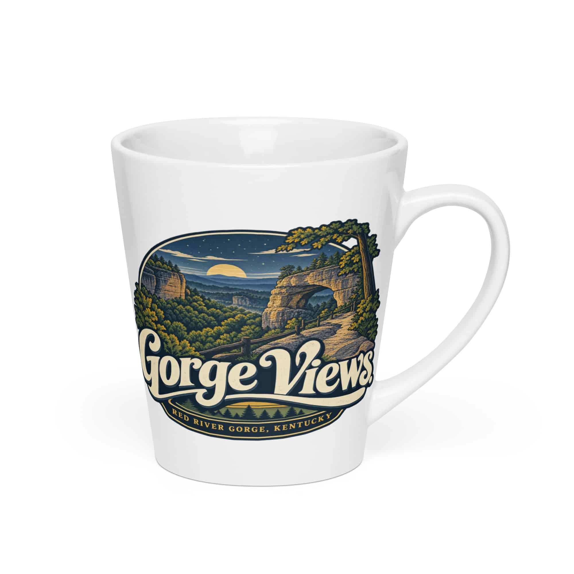 Red River Gorge Latte Mug: Gorge Views, Woodland Scenic Lettering